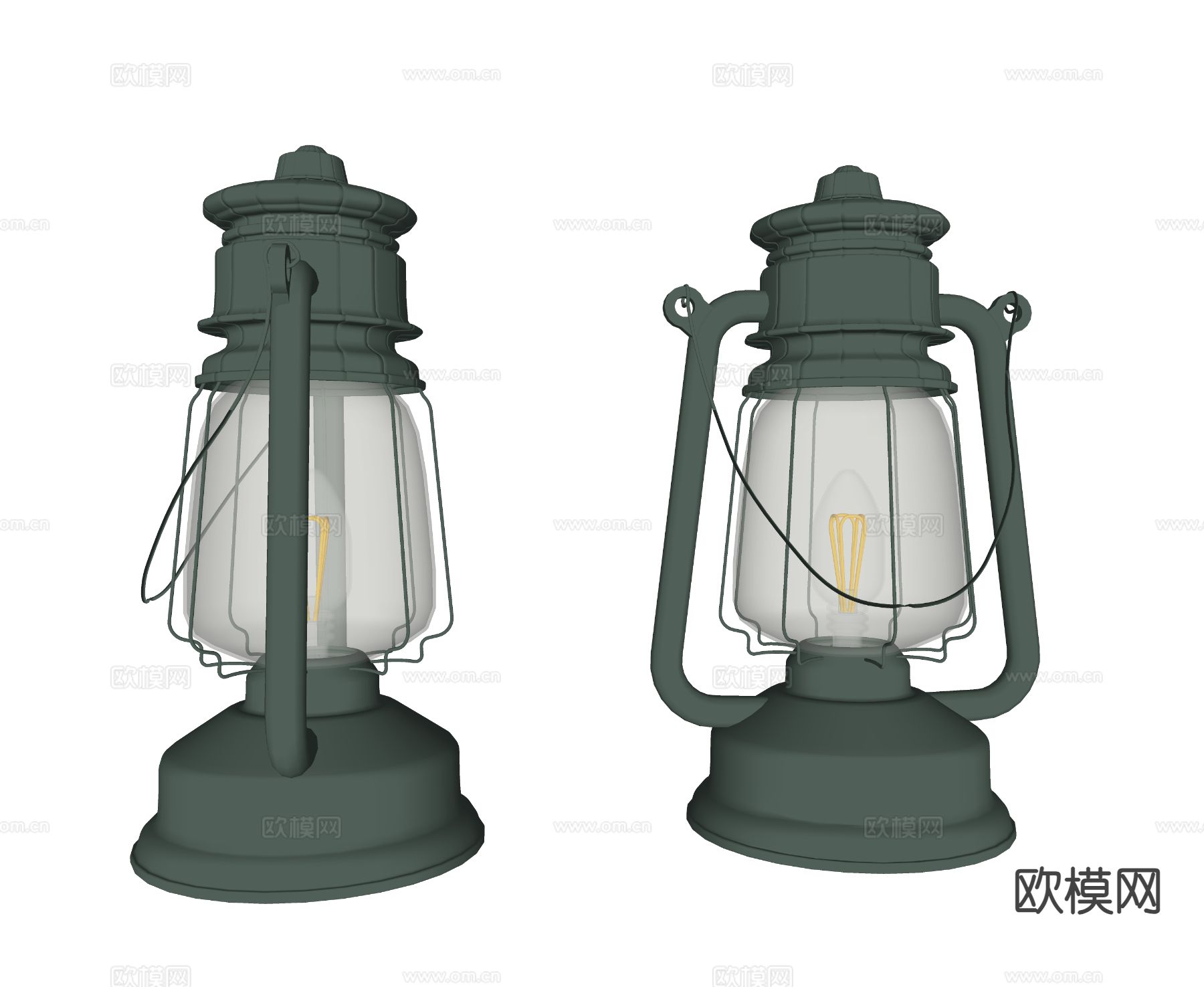 工业风 复古煤油灯 手提灯su模型下载（渲染图1）