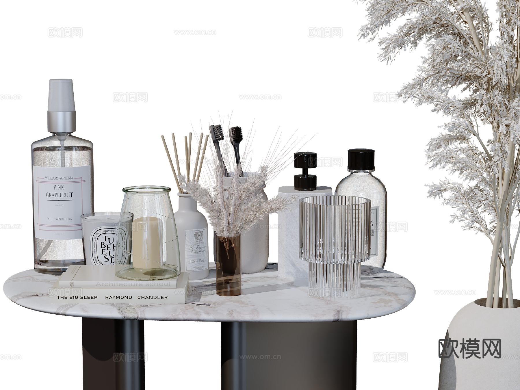 现代卫浴摆件 洗漱用品 化妆品 洗护用品su模型下载（渲染图2）
