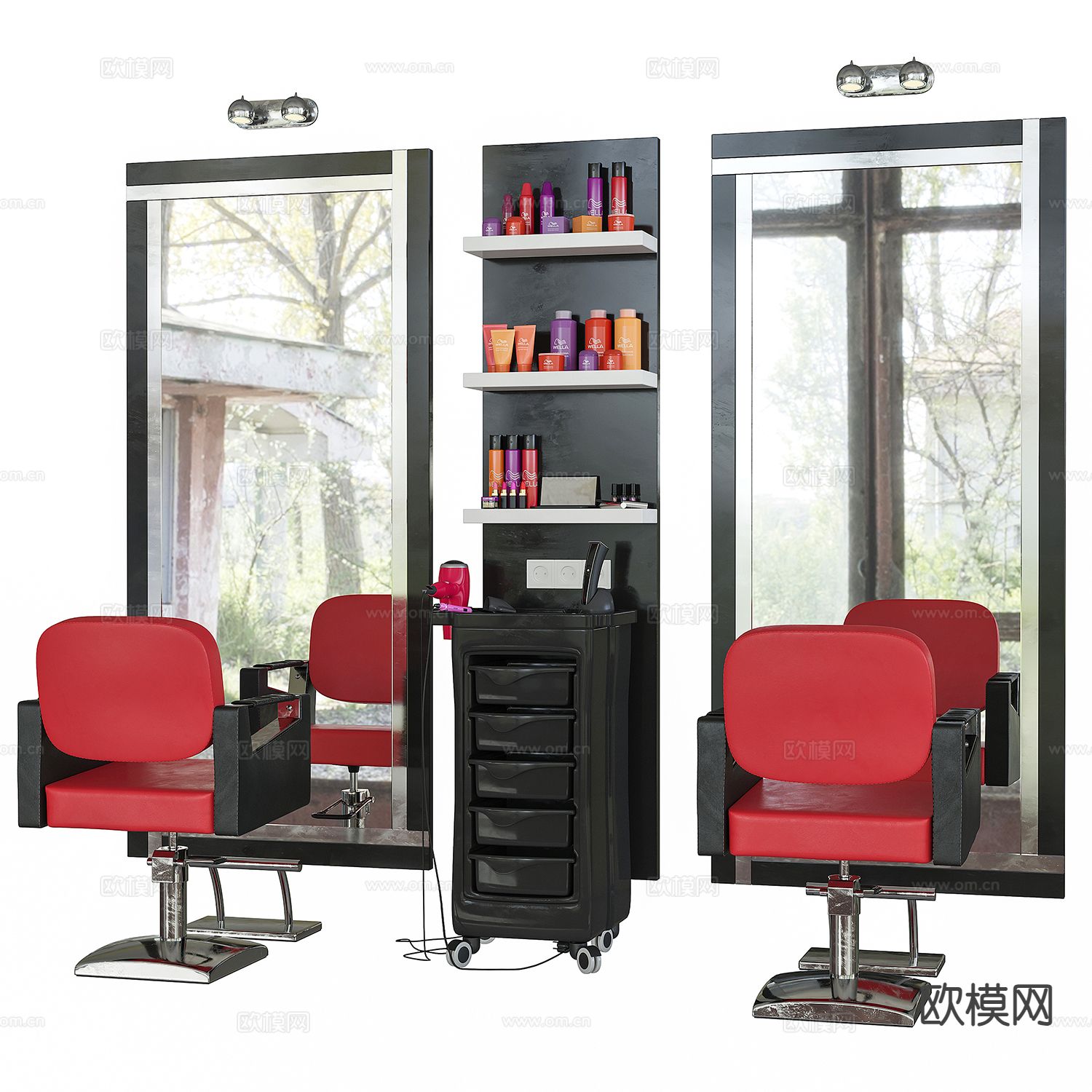 现代理发椅 美发椅3d模型下载