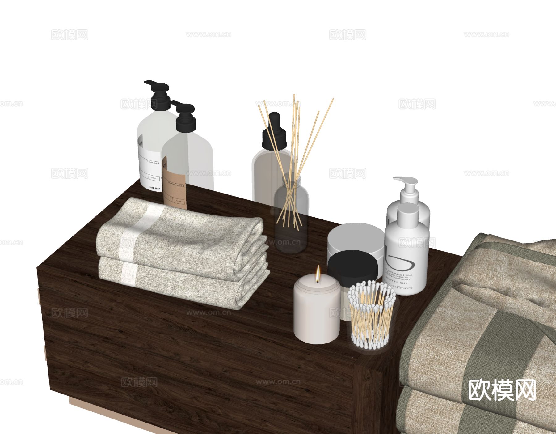 现代卫浴摆件 洗漱用品 化妆品 洗护用品su模型下载（渲染图1）