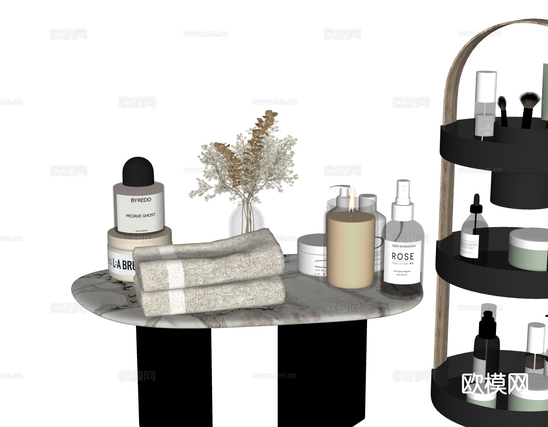 现代卫浴摆件 洗漱用品 化妆品 洗护用品su模型下载（渲染图1）