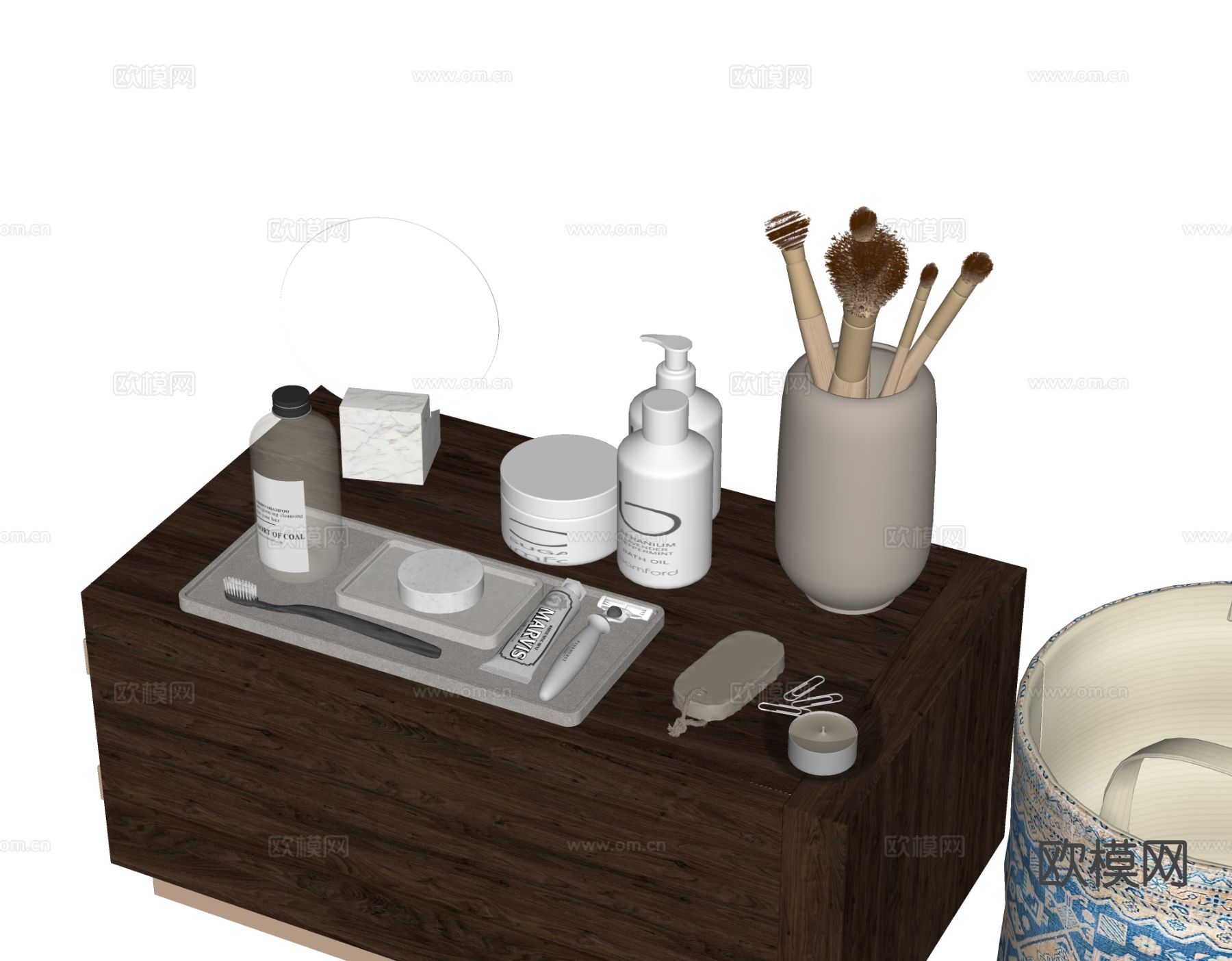 现代卫浴摆件 洗漱用品 化妆品 洗护用品su模型下载（渲染图1）