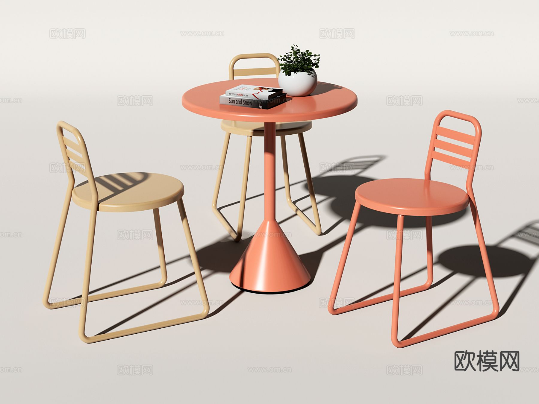 现代户外休闲桌椅3d模型下载