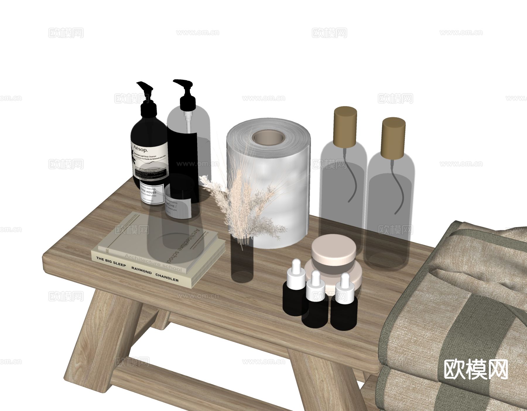 现代卫浴摆件 洗漱用品 化妆品 洗护用品su模型下载（渲染图1）