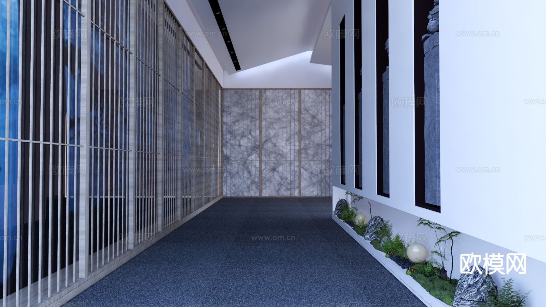现代公司过道 走廊su模型下载（渲染图2）