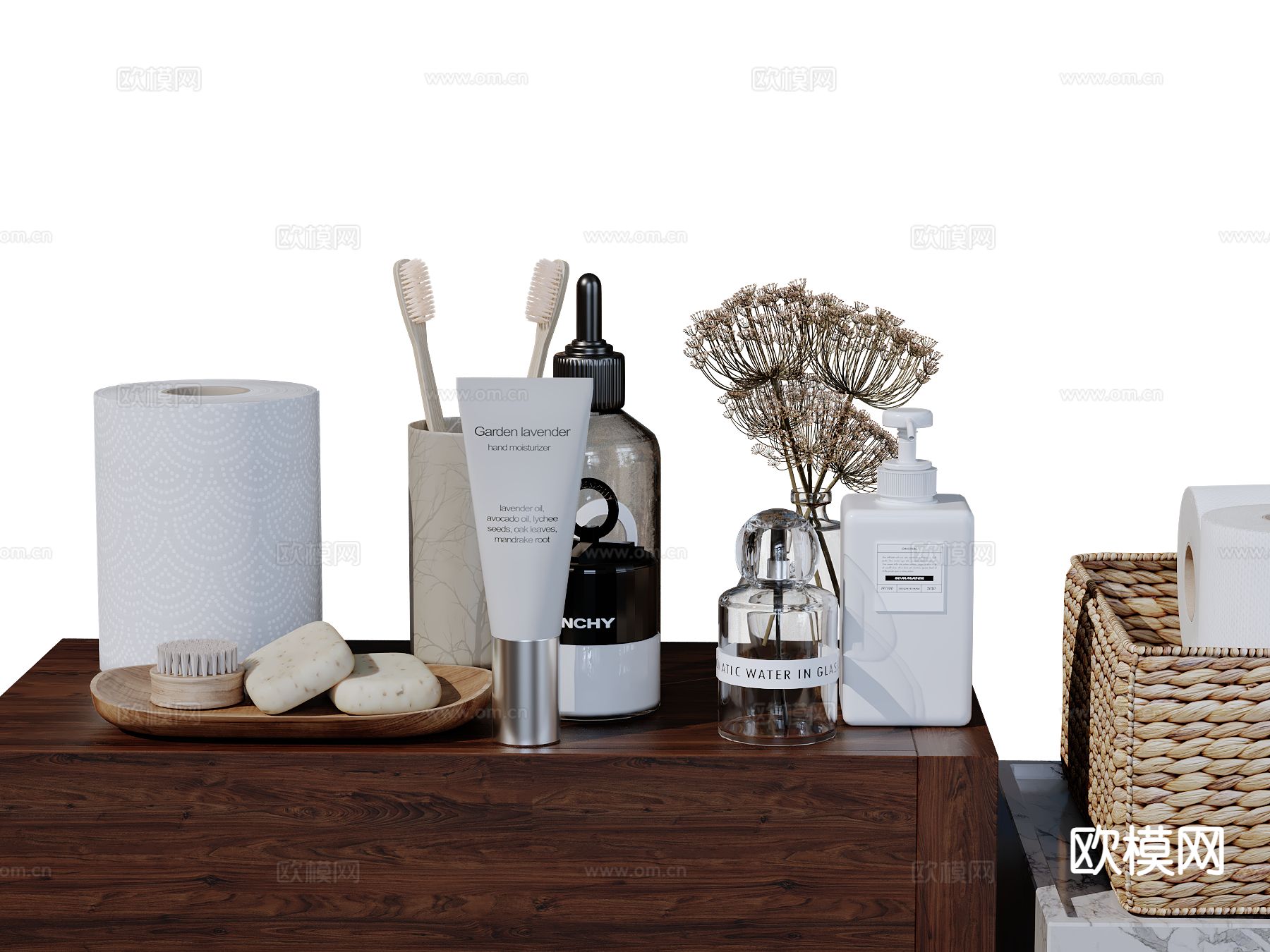 现代卫浴摆件 洗漱用品 化妆品 洗护用品su模型下载（渲染图2）