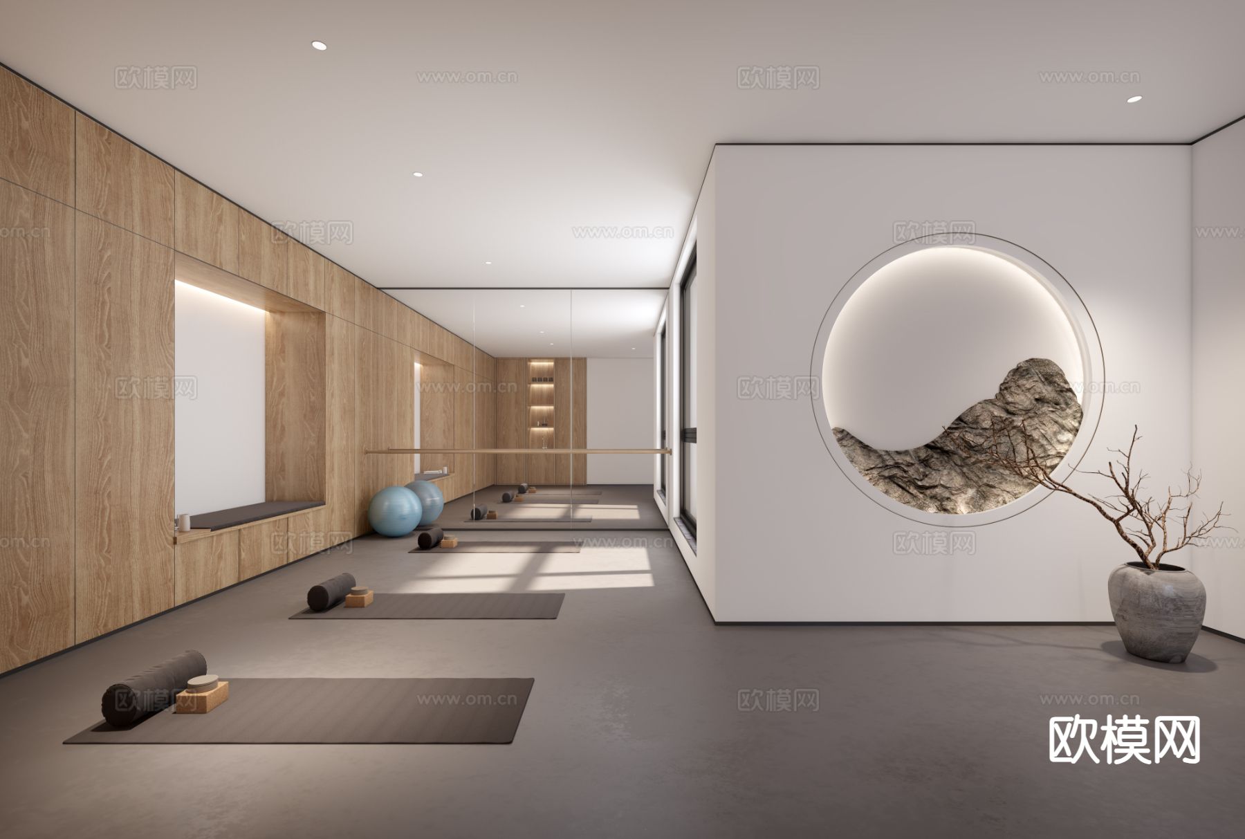 新中式瑜伽室3d模型下载