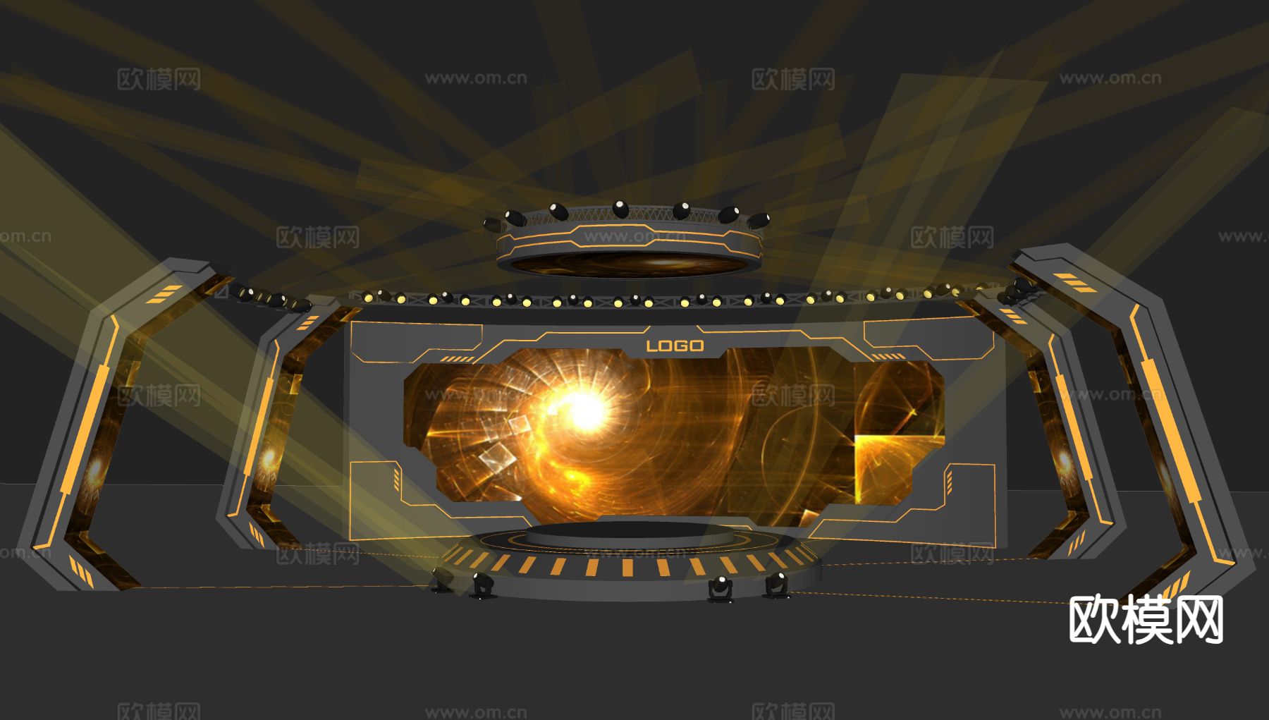 现代舞台 小舞台 室内舞台 时尚音乐舞台su模型下载（渲染图1）