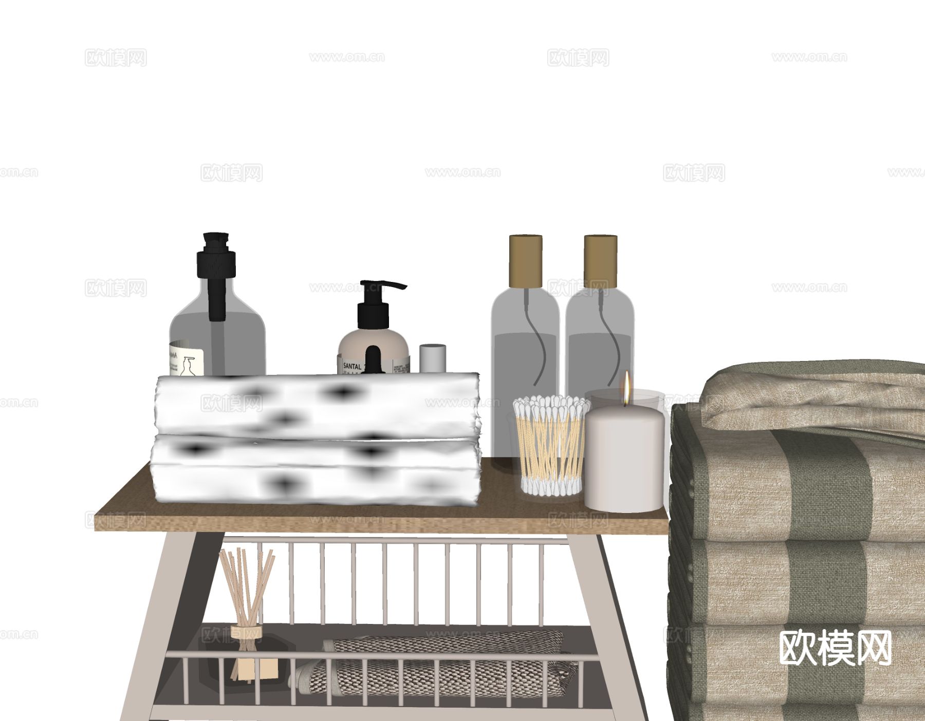 现代卫浴摆件 洗漱用品 化妆品 洗护用品su模型下载（渲染图1）