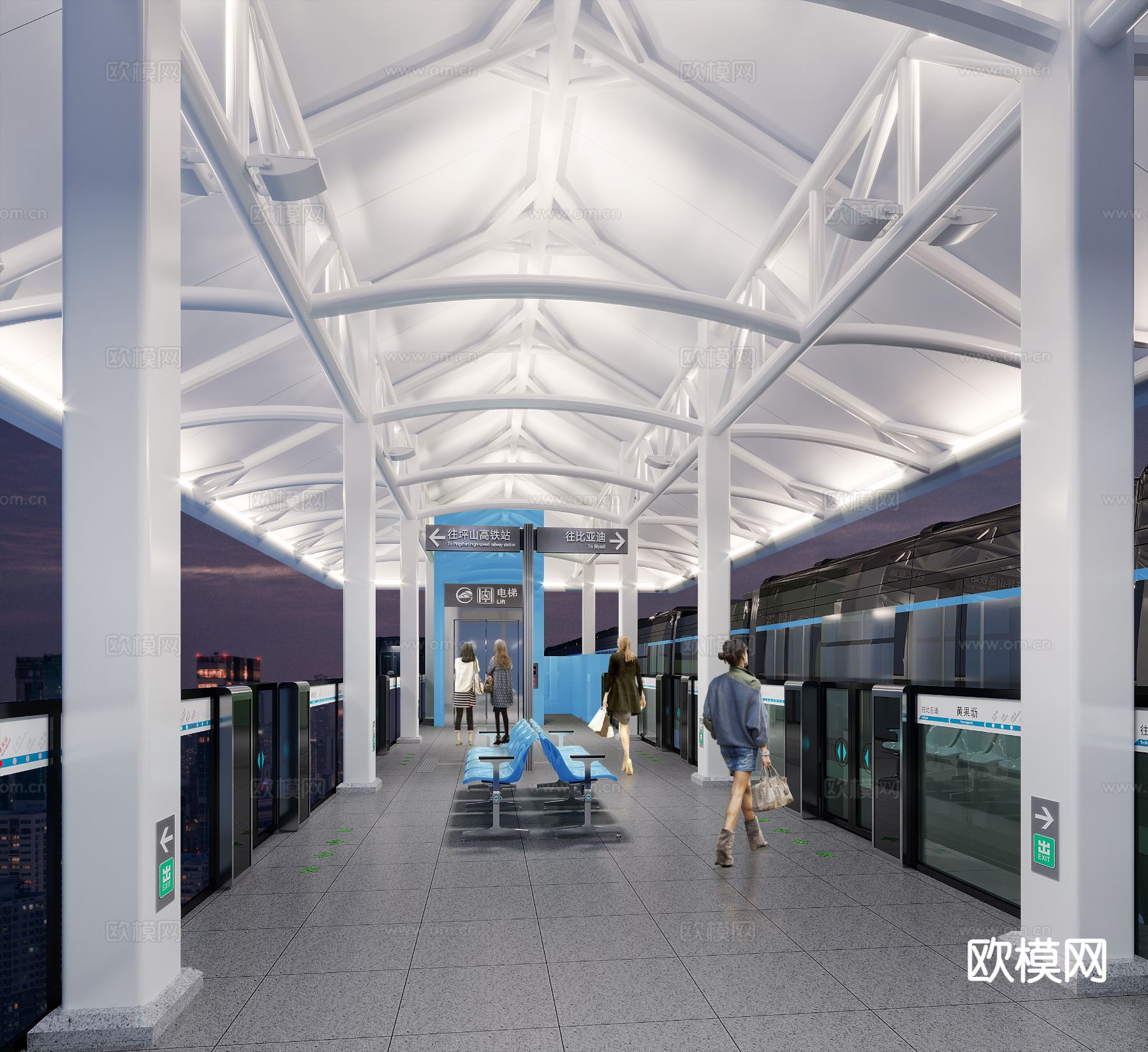 现代地铁站 车站3d模型下载