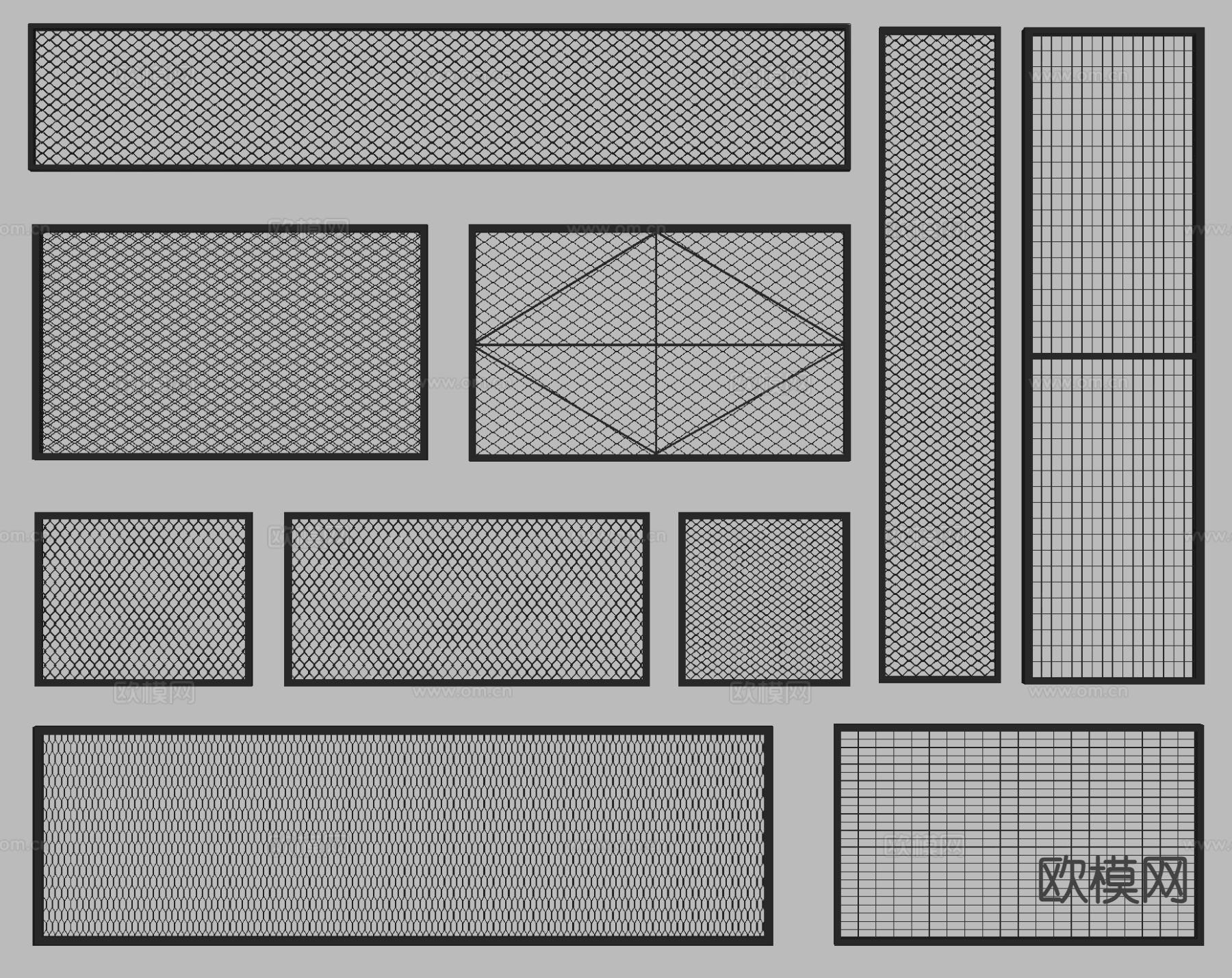 工业风 铁丝网围墙 护栏su模型下载（渲染图1）
