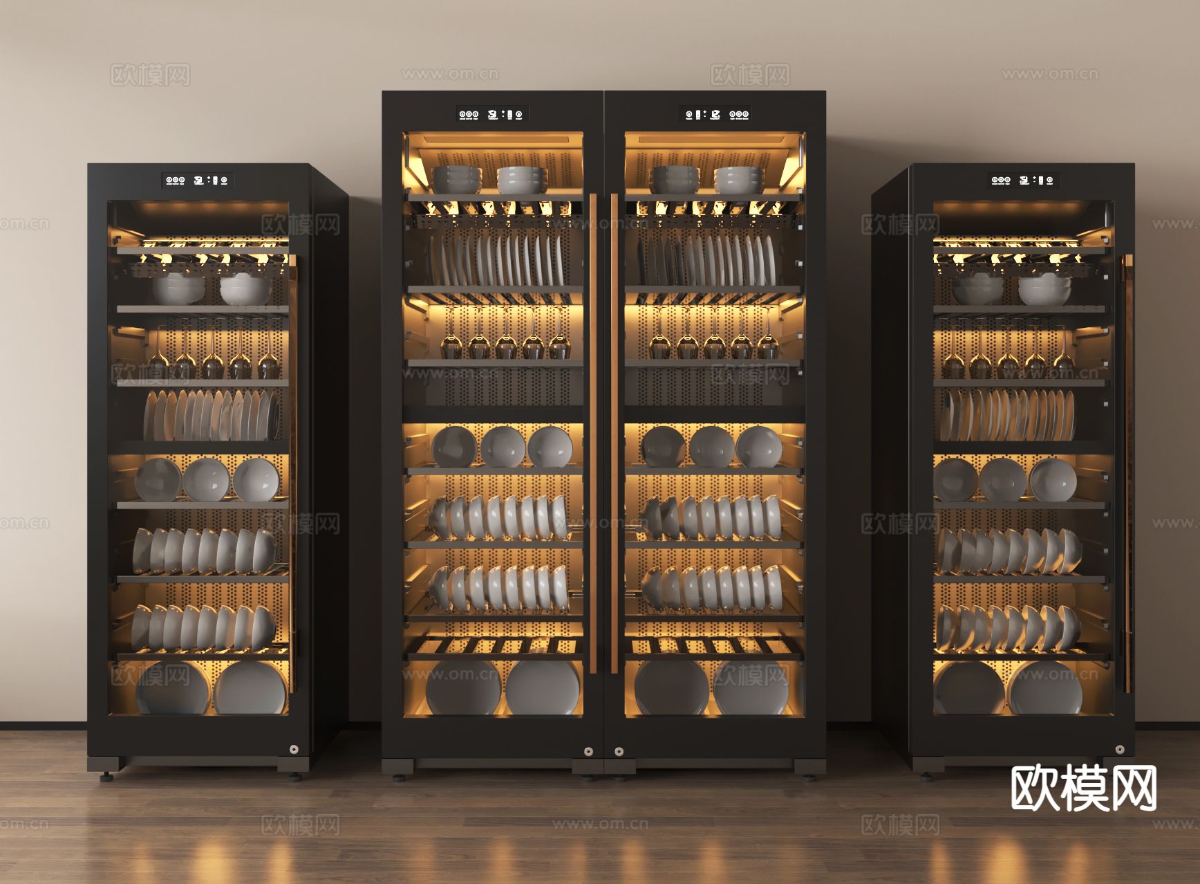 现代消毒柜 消毒碗柜su模型下载（渲染图2）