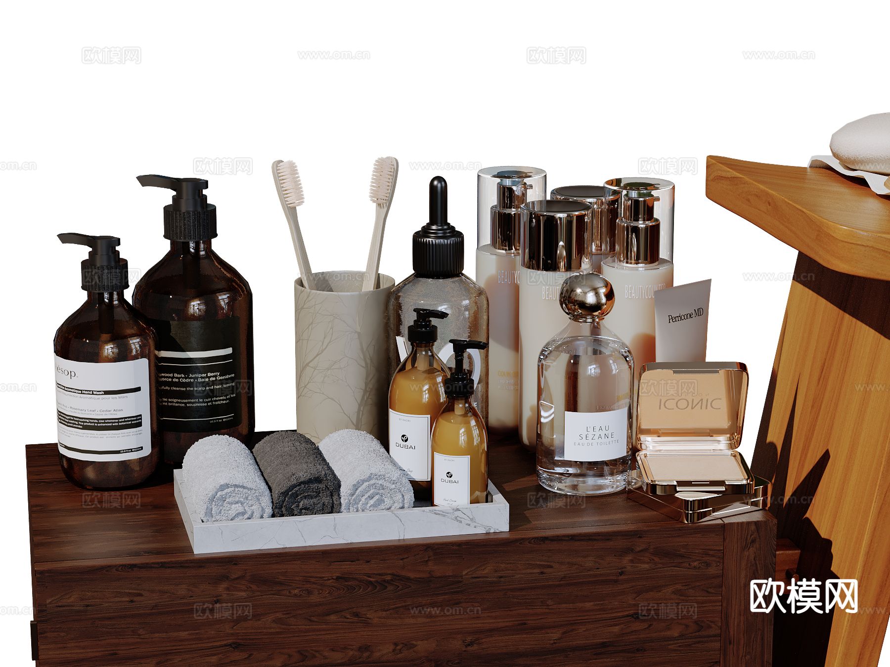 现代卫浴摆件 洗漱用品 化妆品 洗护用品su模型下载（渲染图2）