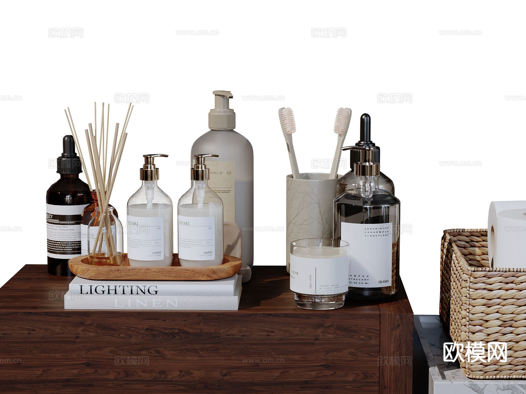 现代卫浴摆件 洗漱用品 化妆品 洗护用品su模型下载（渲染图2）
