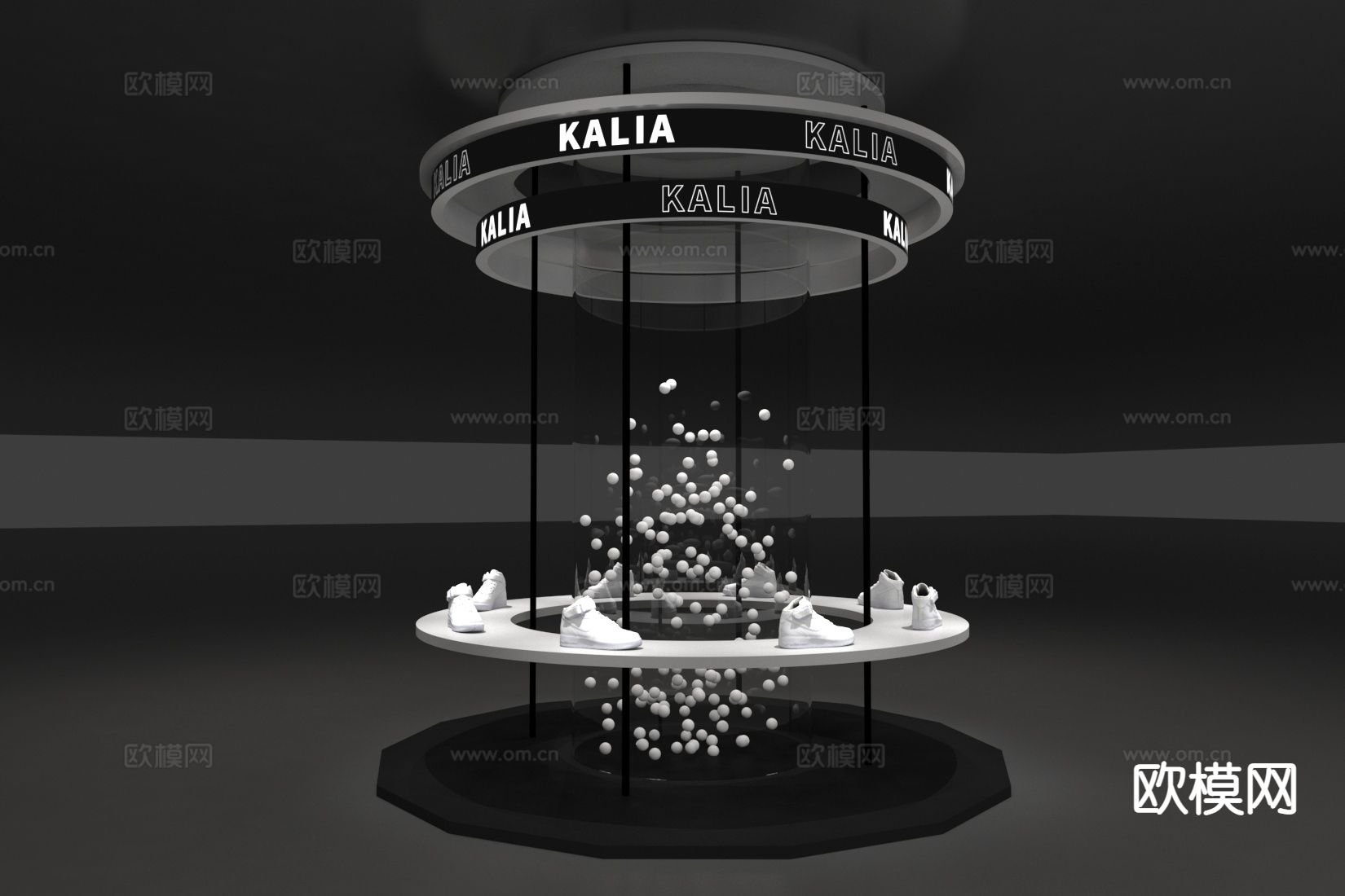 展柜  中岛展台3d模型下载（渲染图2）