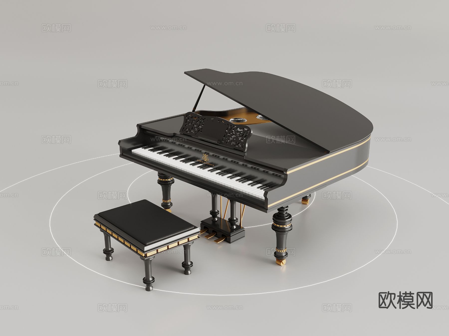 欧式钢琴 三角钢琴3d模型下载