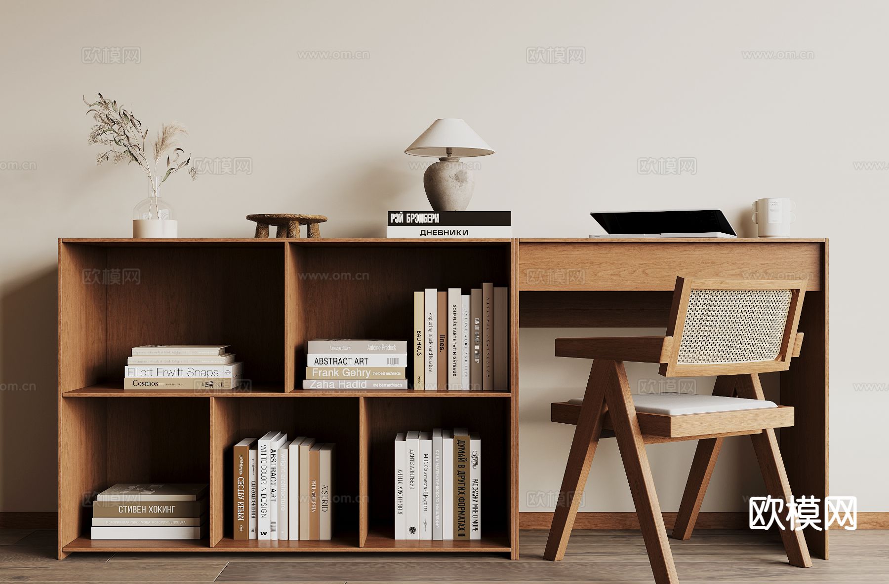 侘寂书桌椅 书台3d模型下载