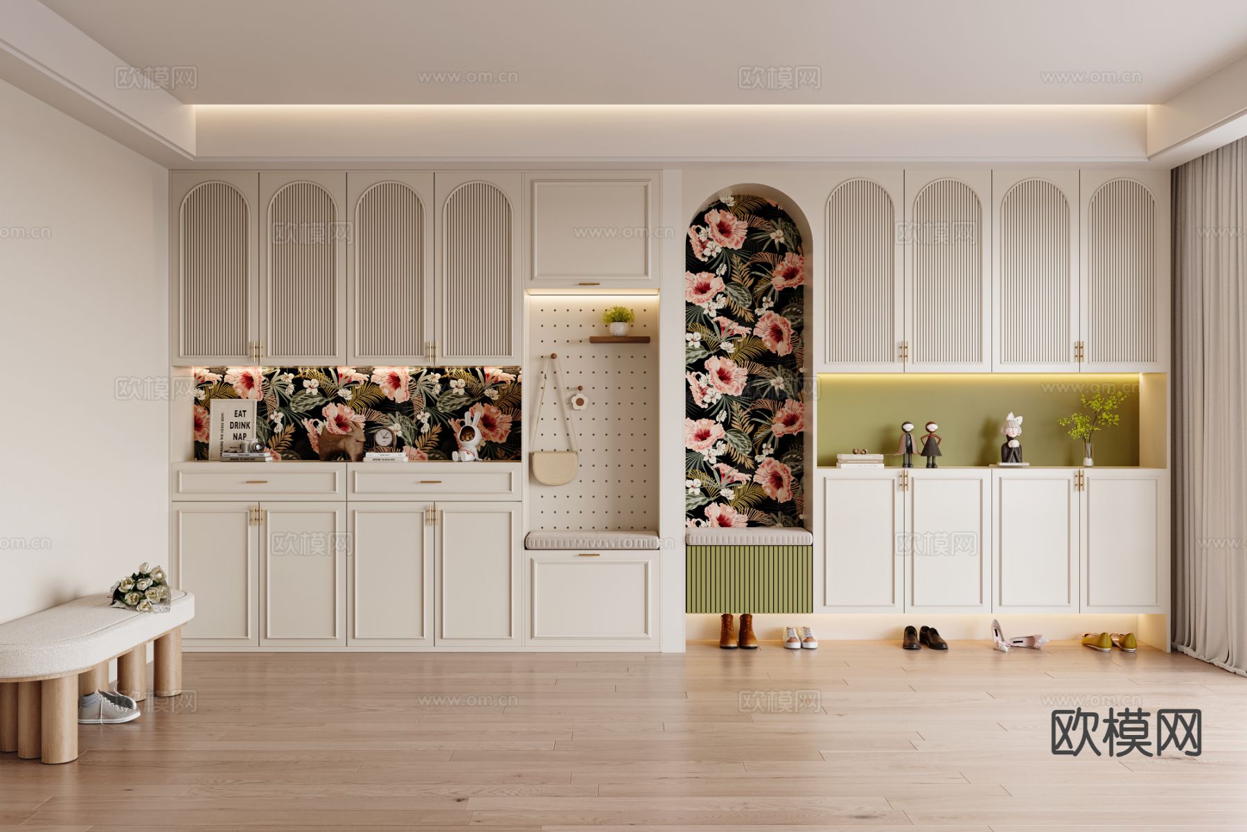 法式鞋柜su模型下载（渲染图2）