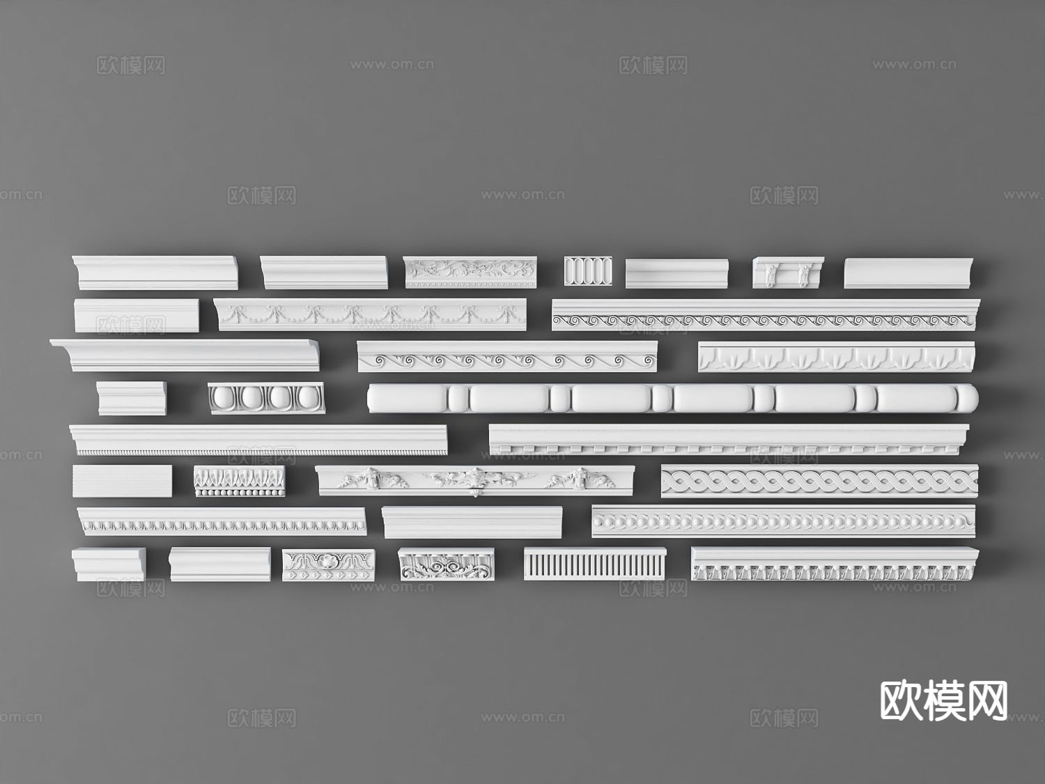 法式石膏线条 踢脚线3d模型下载
