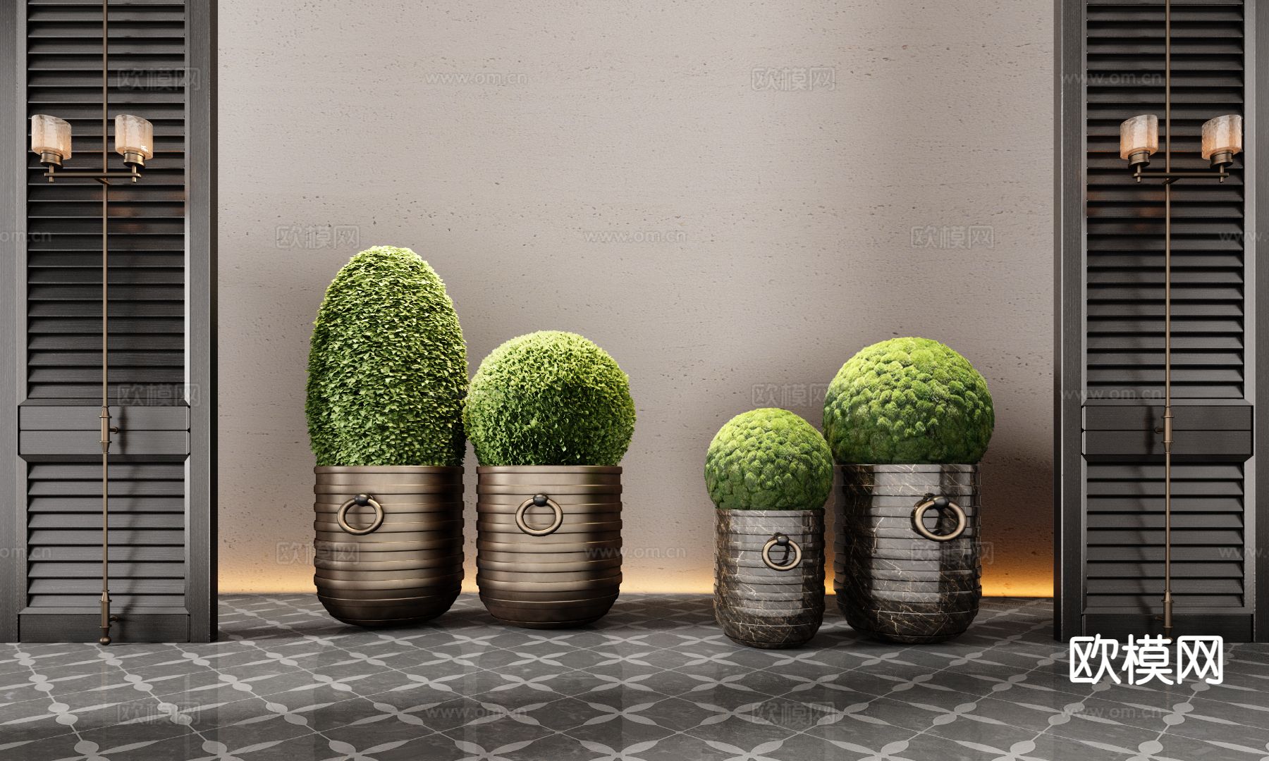 CCD 酒店苔藓球 花钵 花盆3d模型下载