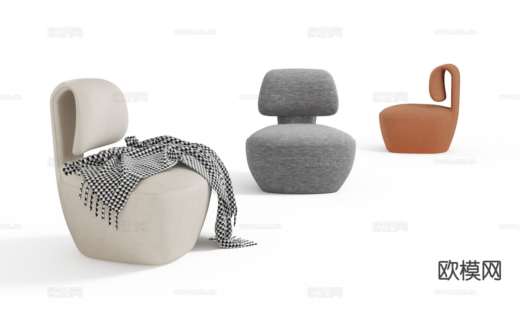 侘寂风休闲沙发 单人沙发3d模型下载