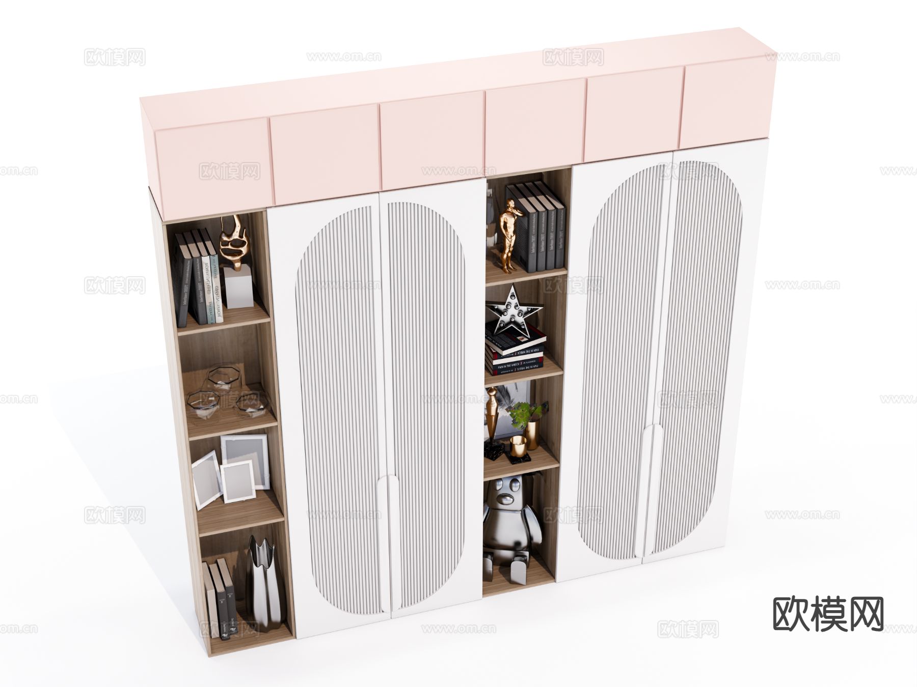 现代开放格书柜su模型下载（渲染图3）