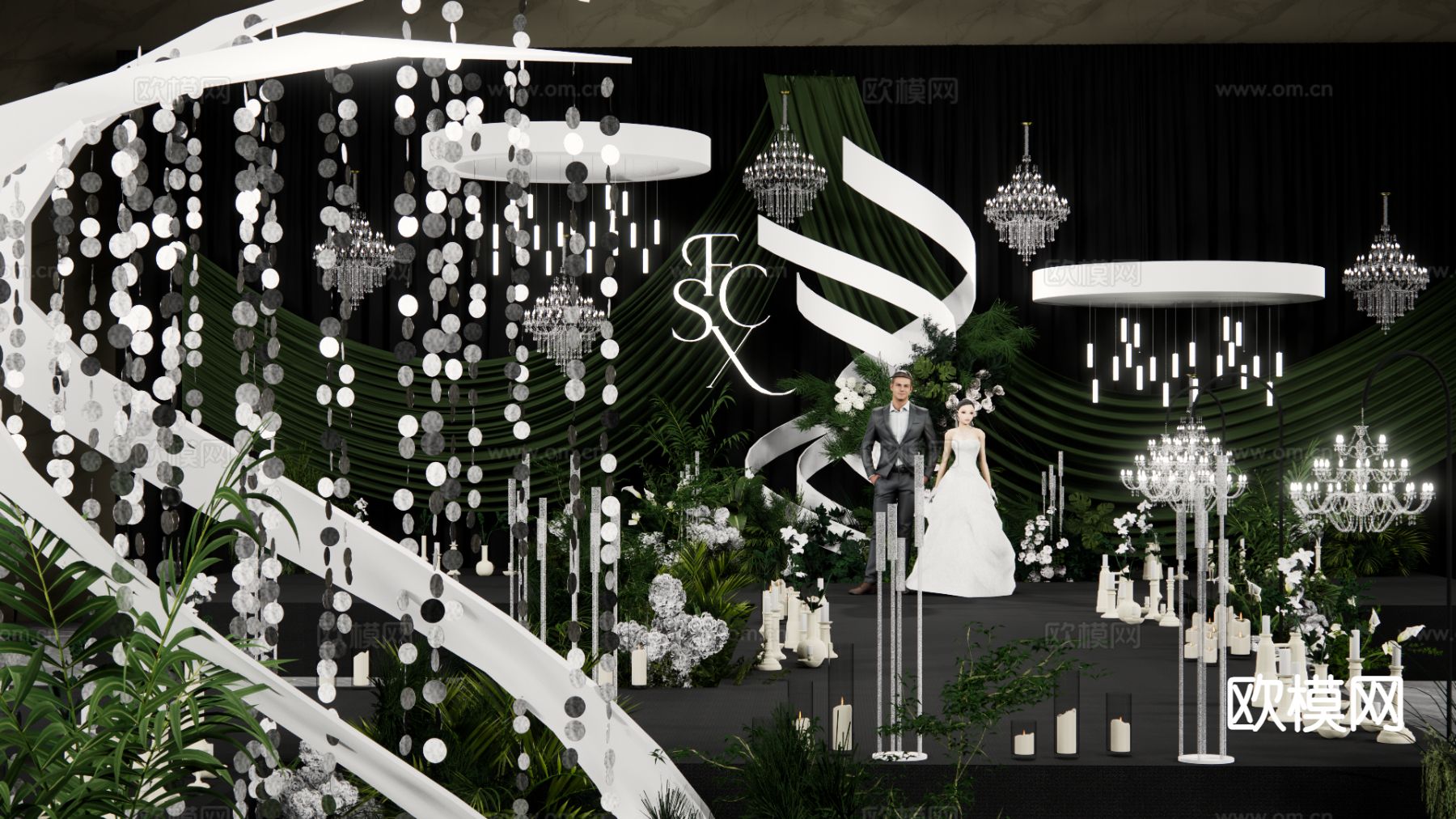 小众婚礼美陈su模型下载（渲染图2）