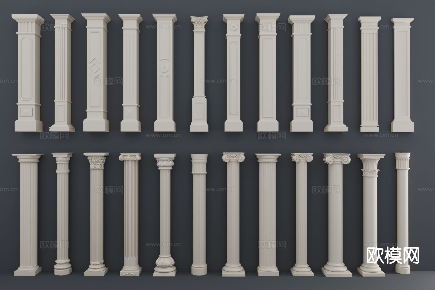 欧式柱子 罗马柱 石膏柱3d模型下载