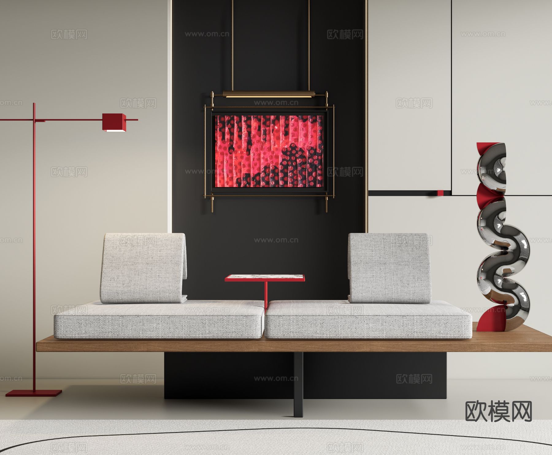 现代双人沙发3d模型下载