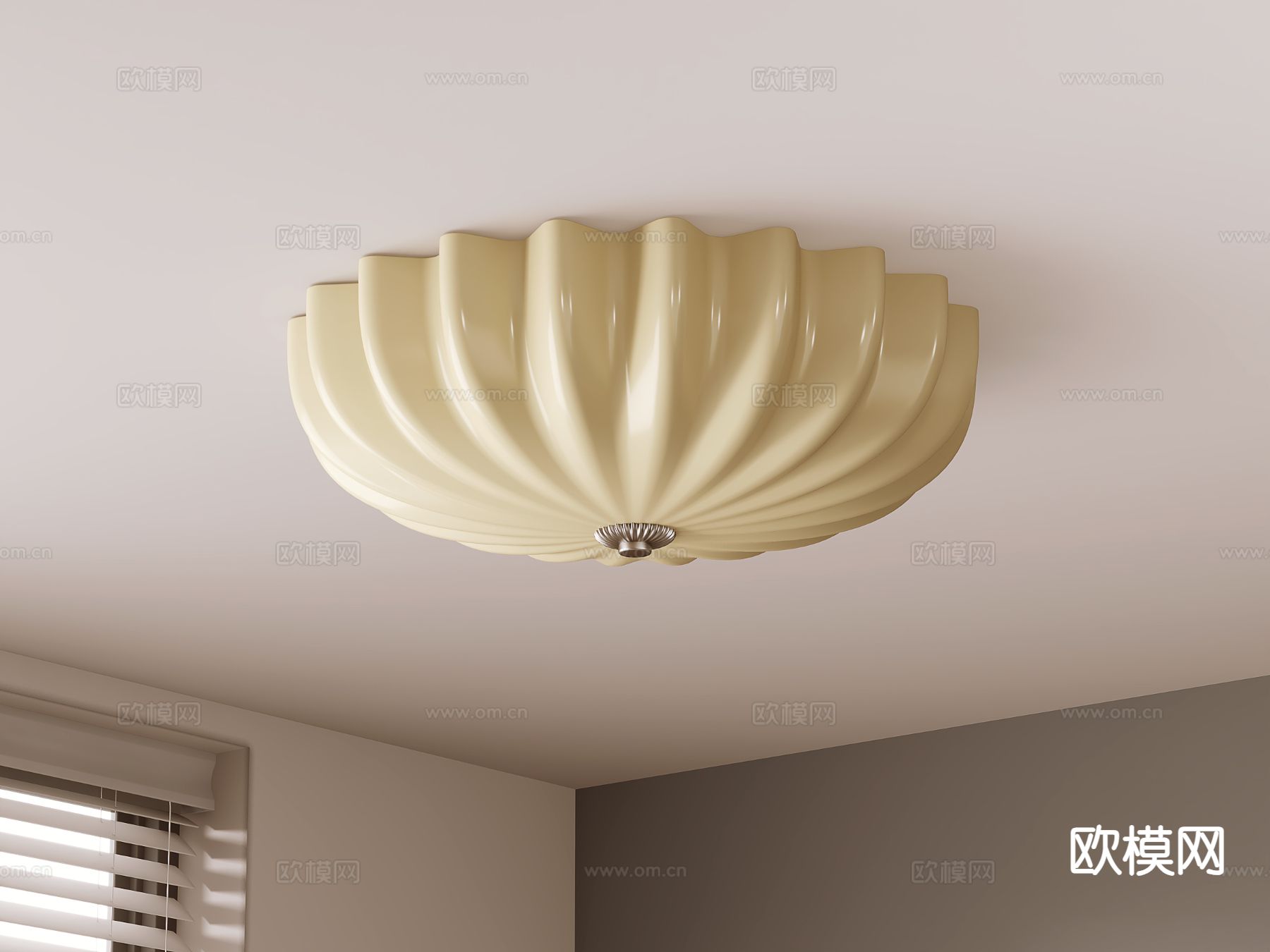 奶油风吸顶灯su模型下载（渲染图2）