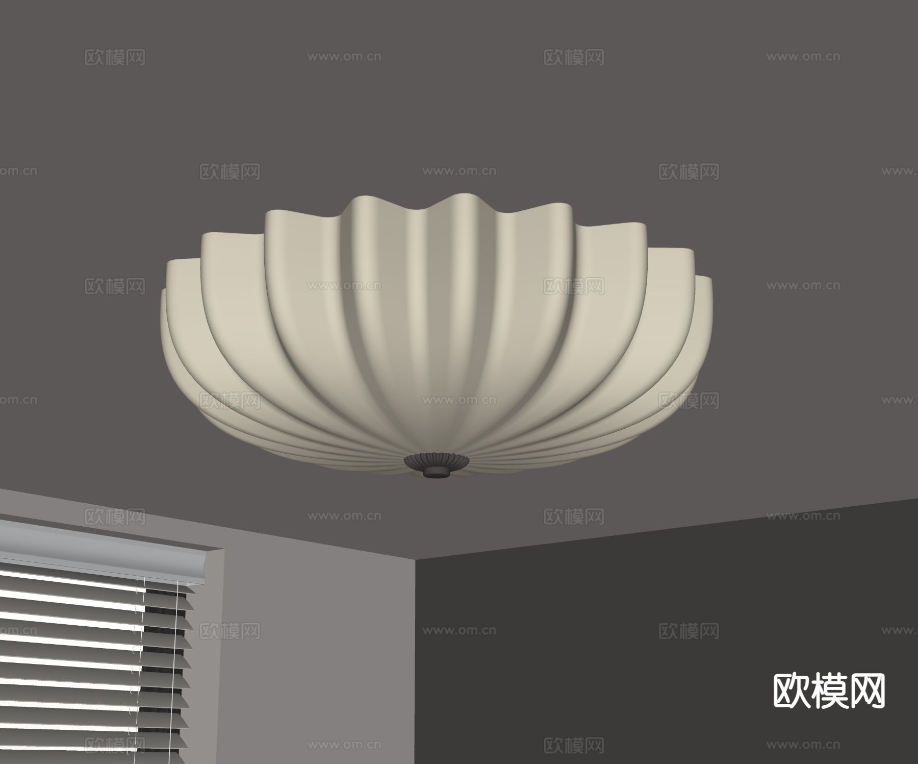 奶油风吸顶灯su模型下载（渲染图1）
