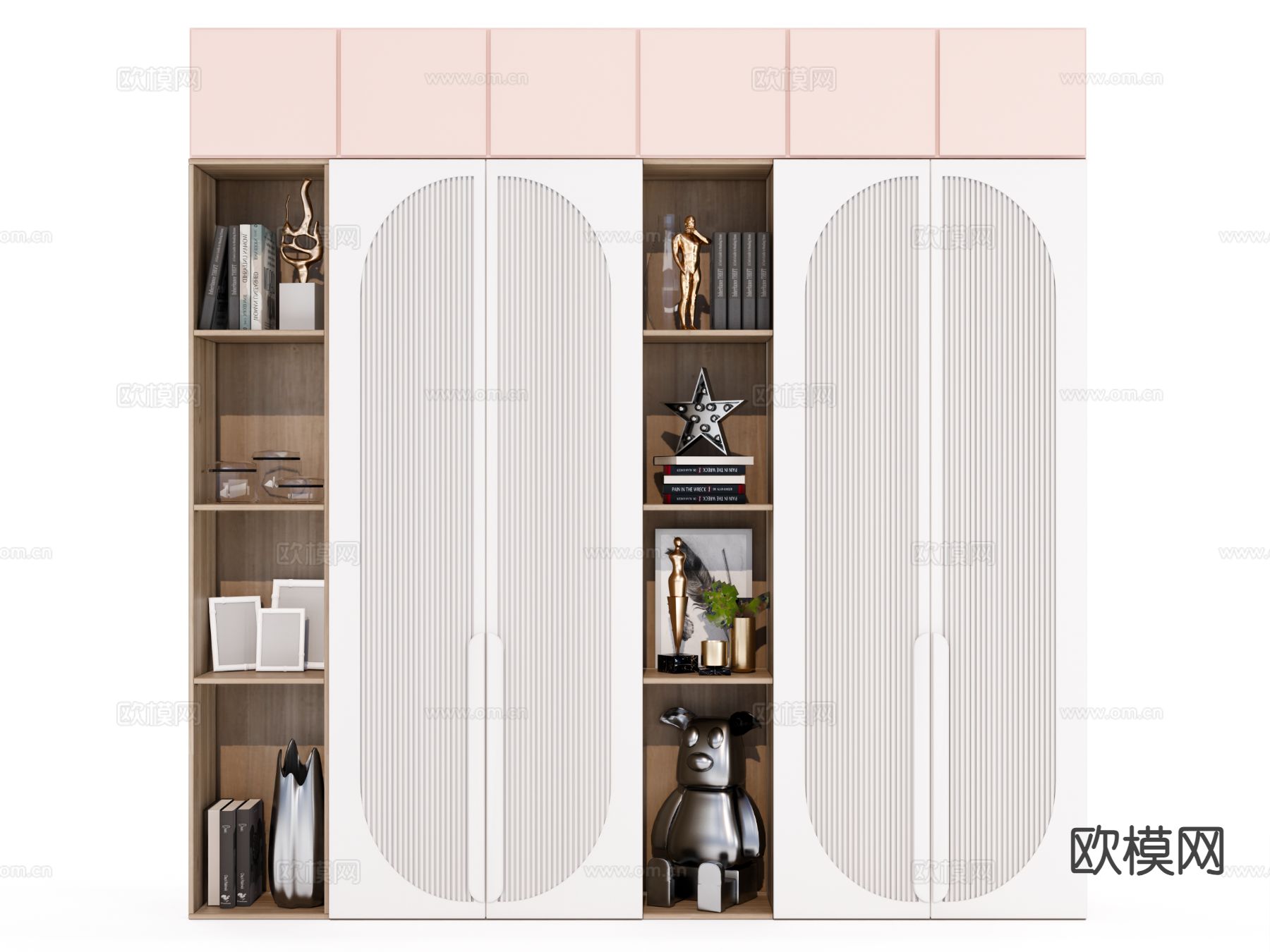 现代开放格书柜su模型下载（渲染图4）