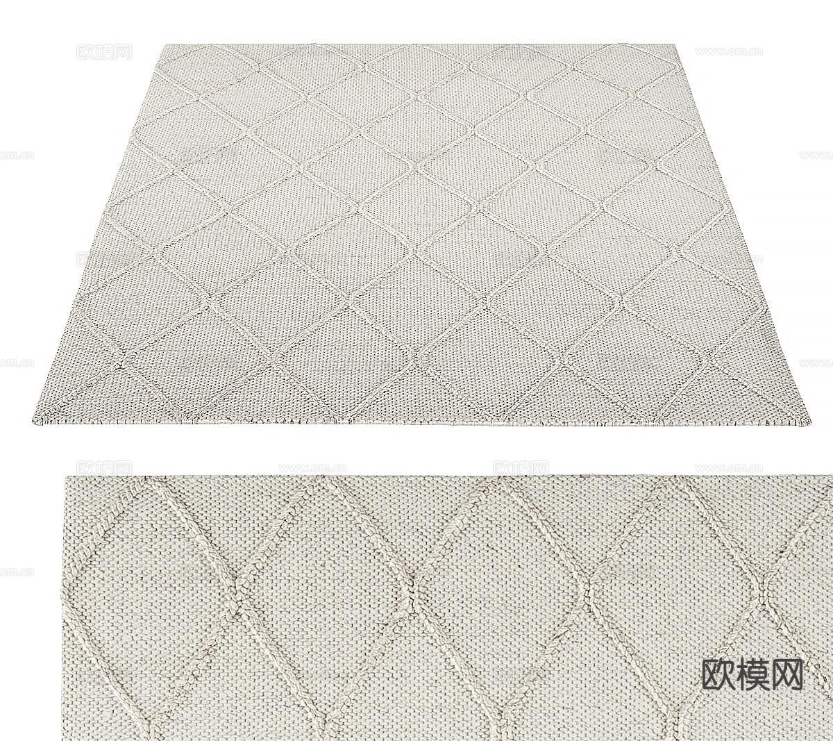 中古风编织地毯 方形地毯3d模型下载