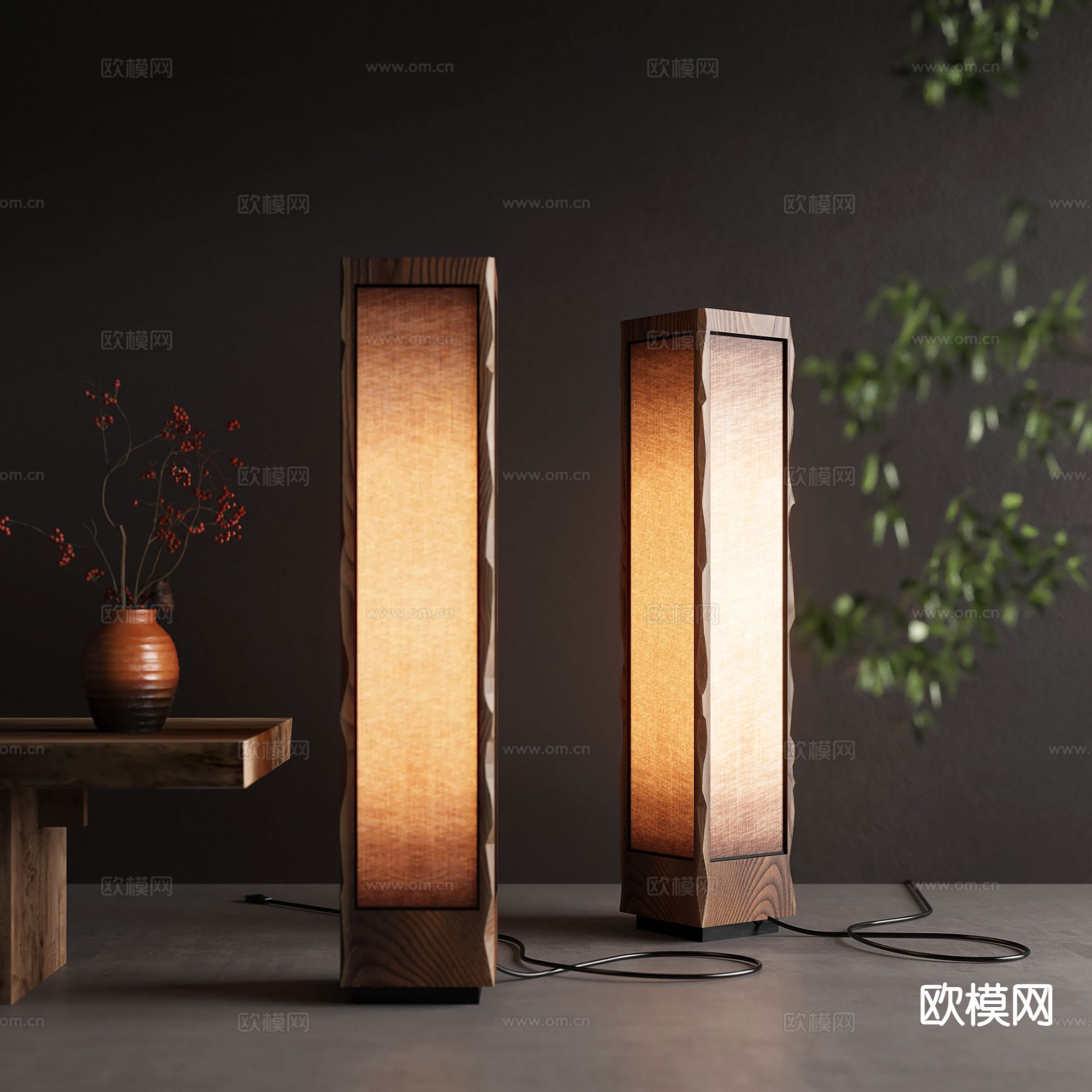 侘寂落地灯su模型下载（渲染图2）