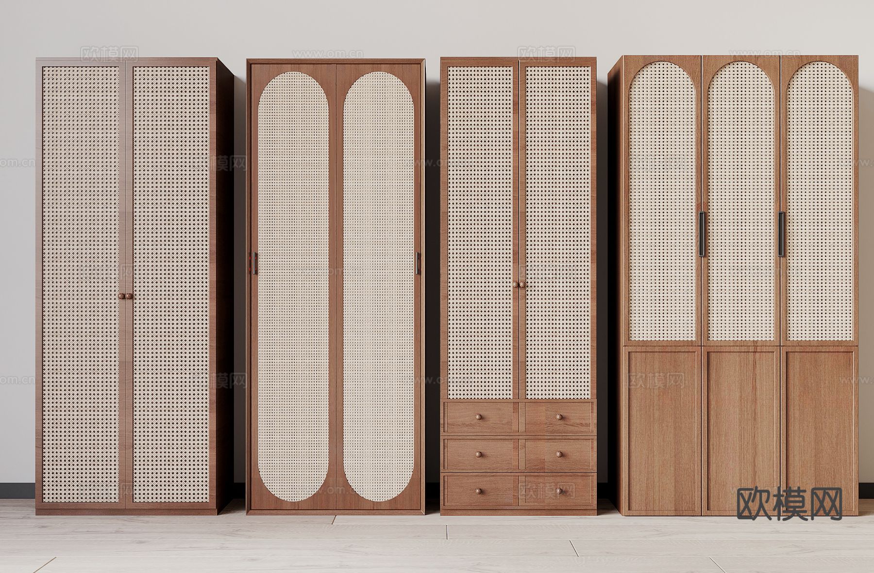 侘寂藤编衣柜 衣橱3d模型下载