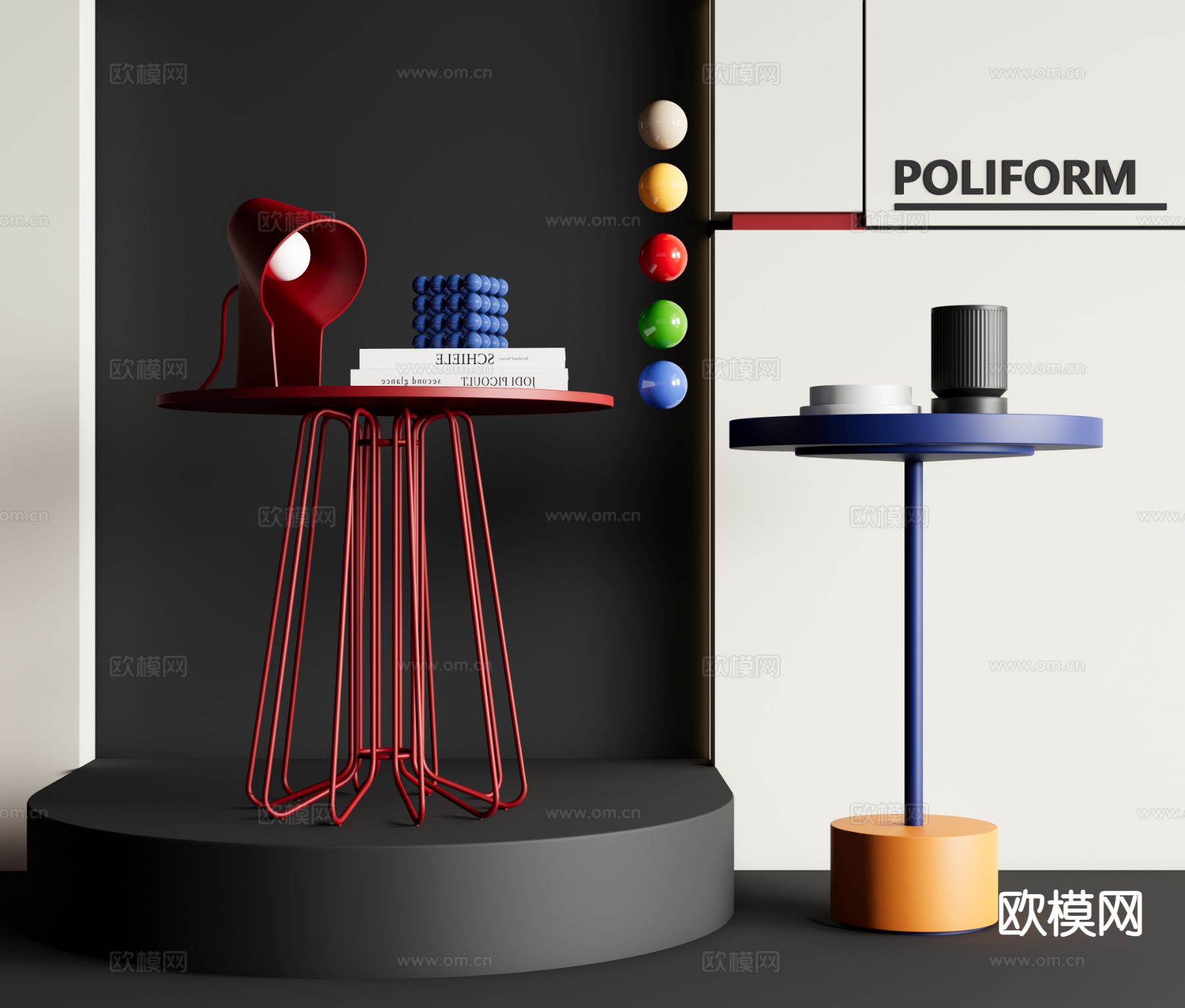 孟菲斯圆几 边几 角几3d模型下载