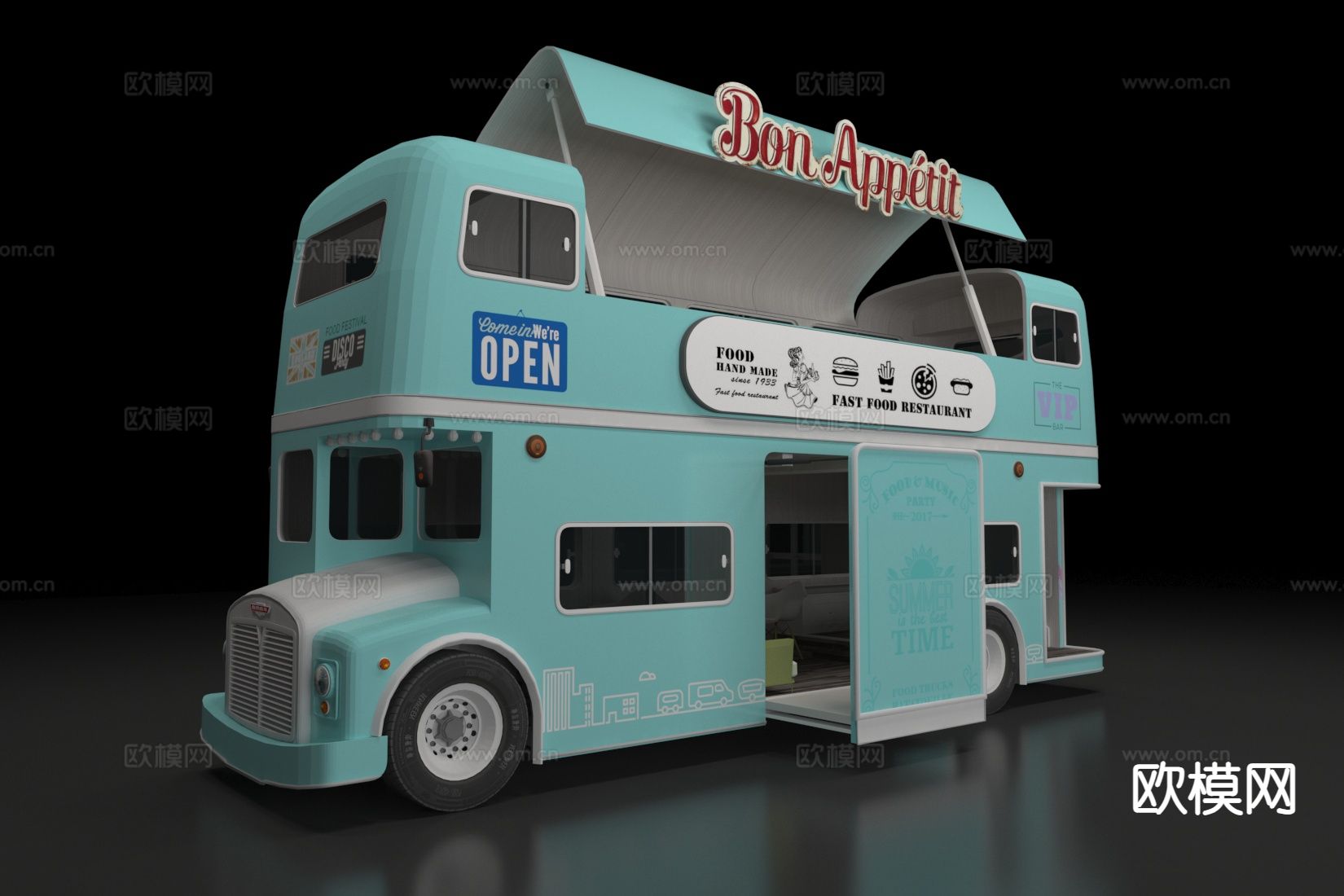 工业风快餐车3d模型下载（渲染图1）