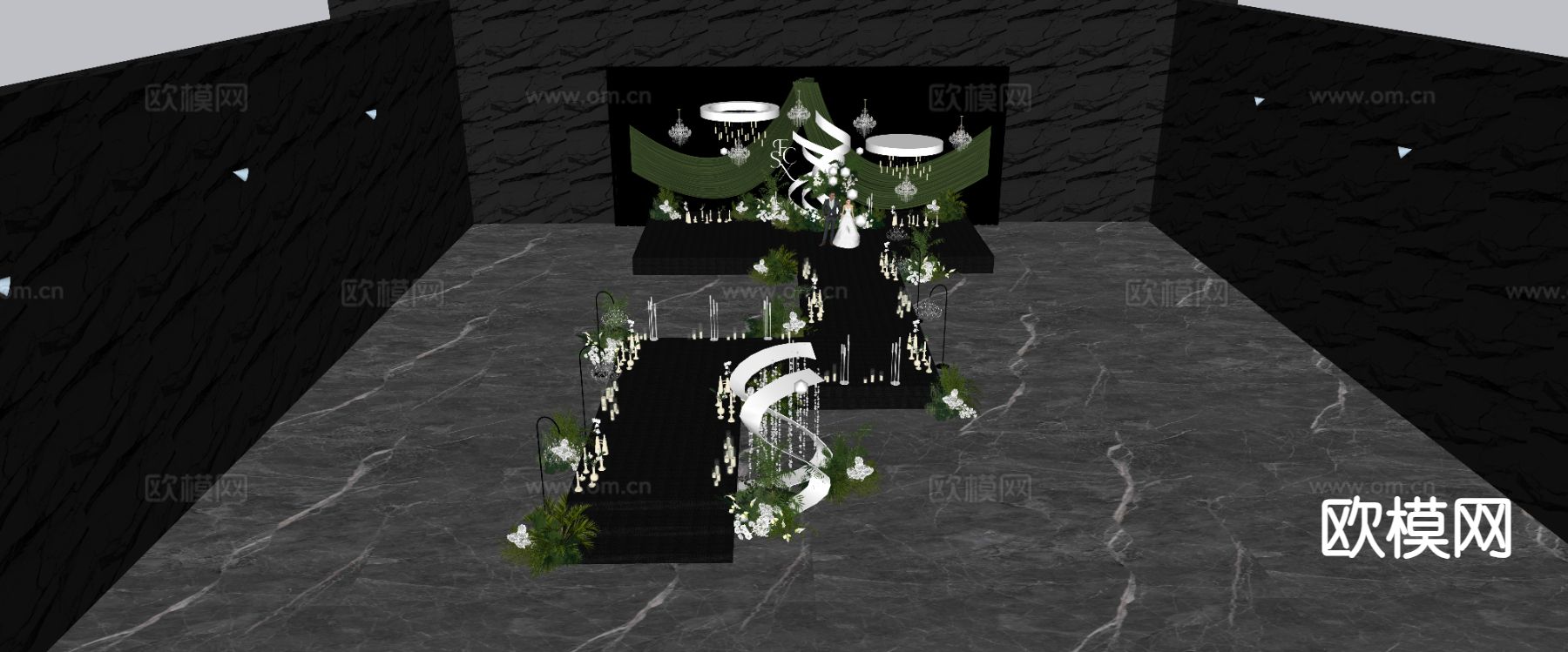 小众婚礼美陈su模型下载（渲染图1）