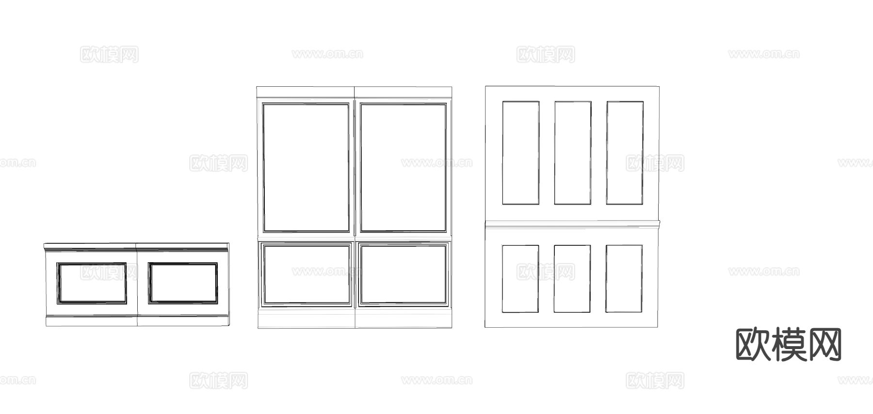 欧式墙板装饰条su模型下载（渲染图1）