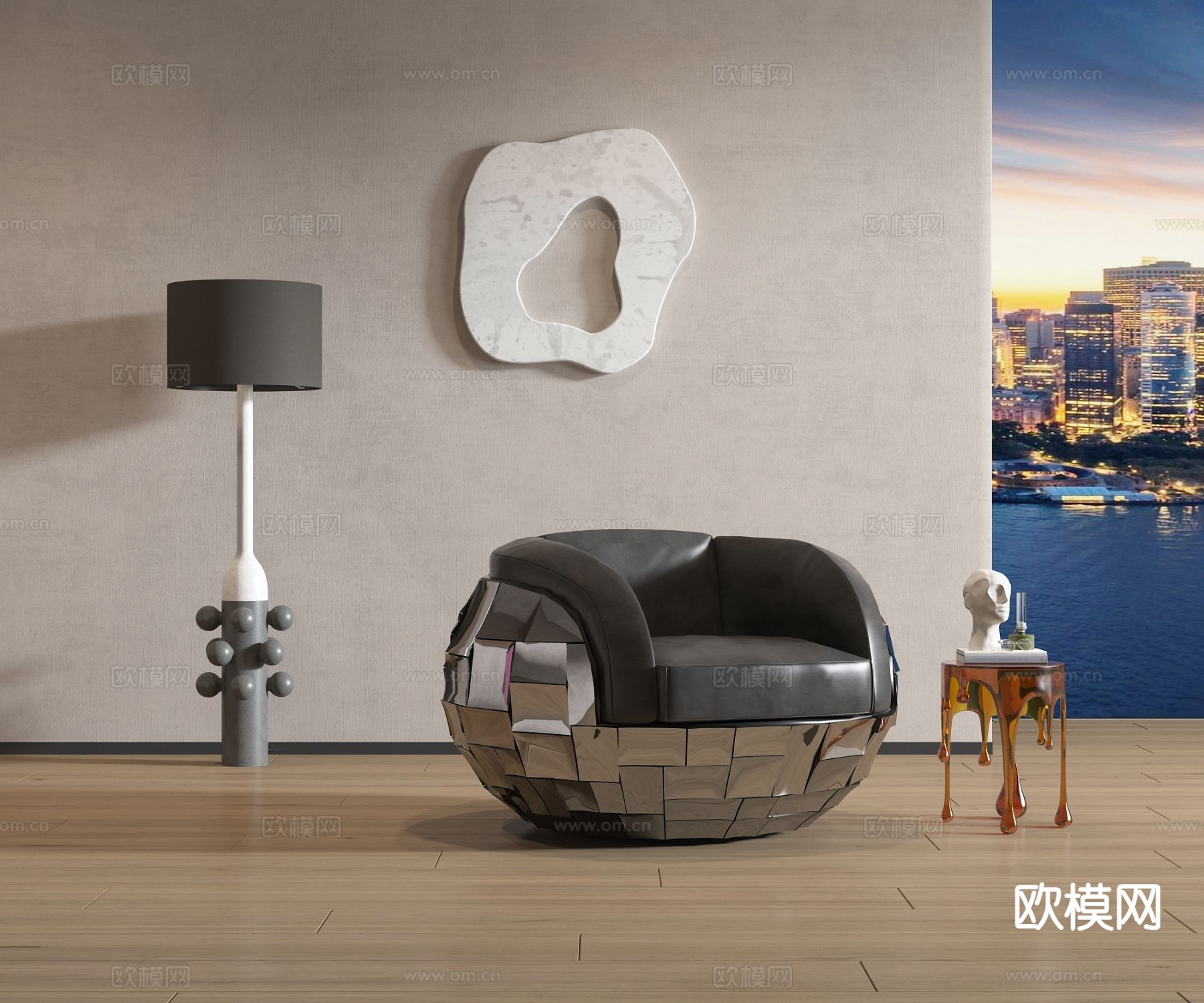 单人沙发 皮革沙发3d模型下载