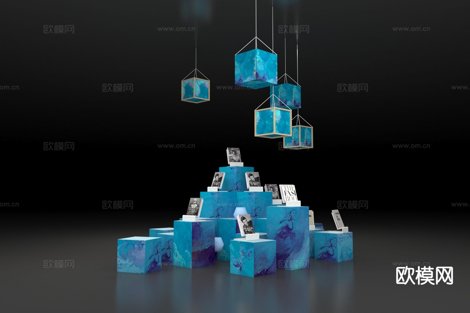 展柜 展台 中岛展台3d模型下载（渲染图2）