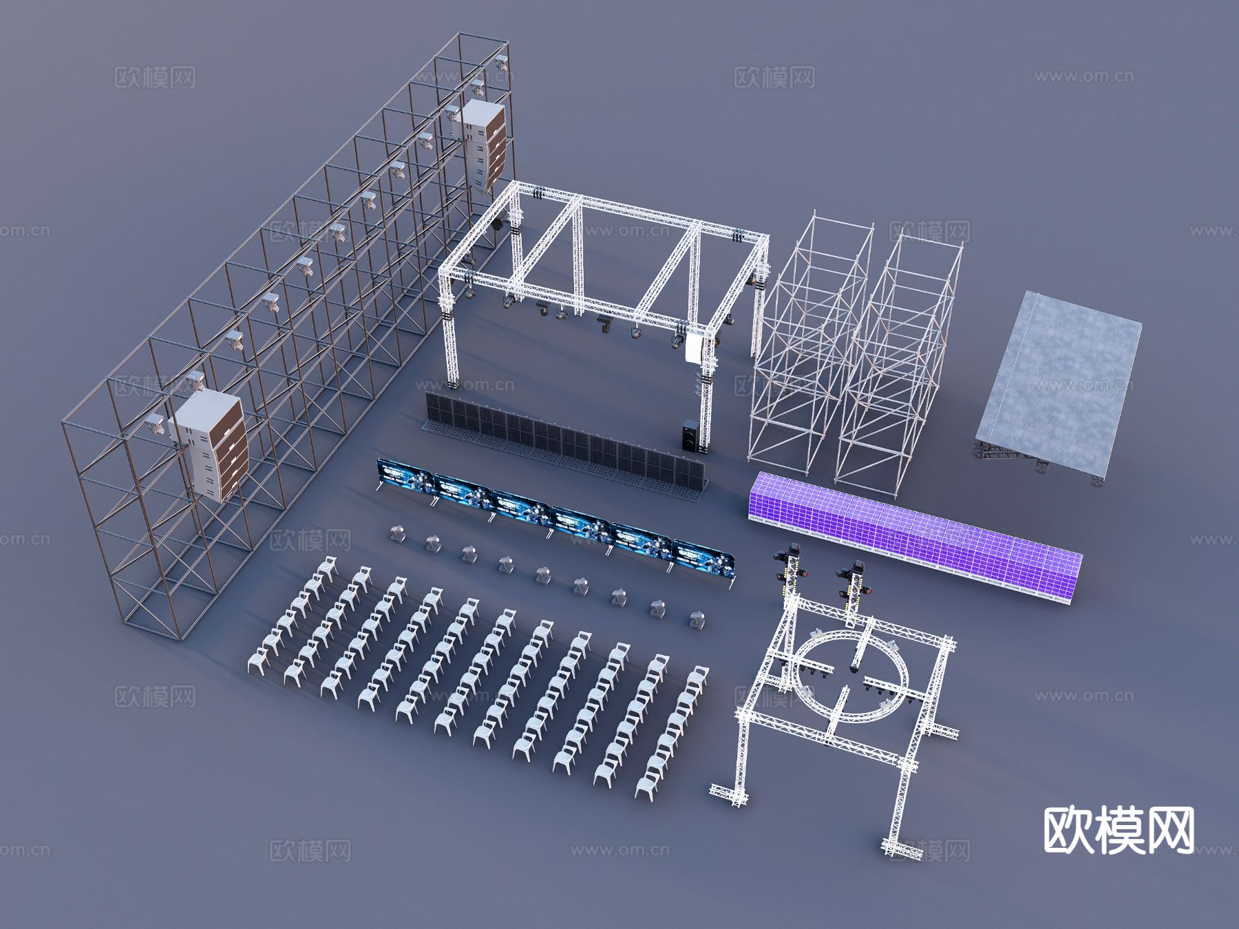 舞台设备棚架su模型下载（渲染图2）