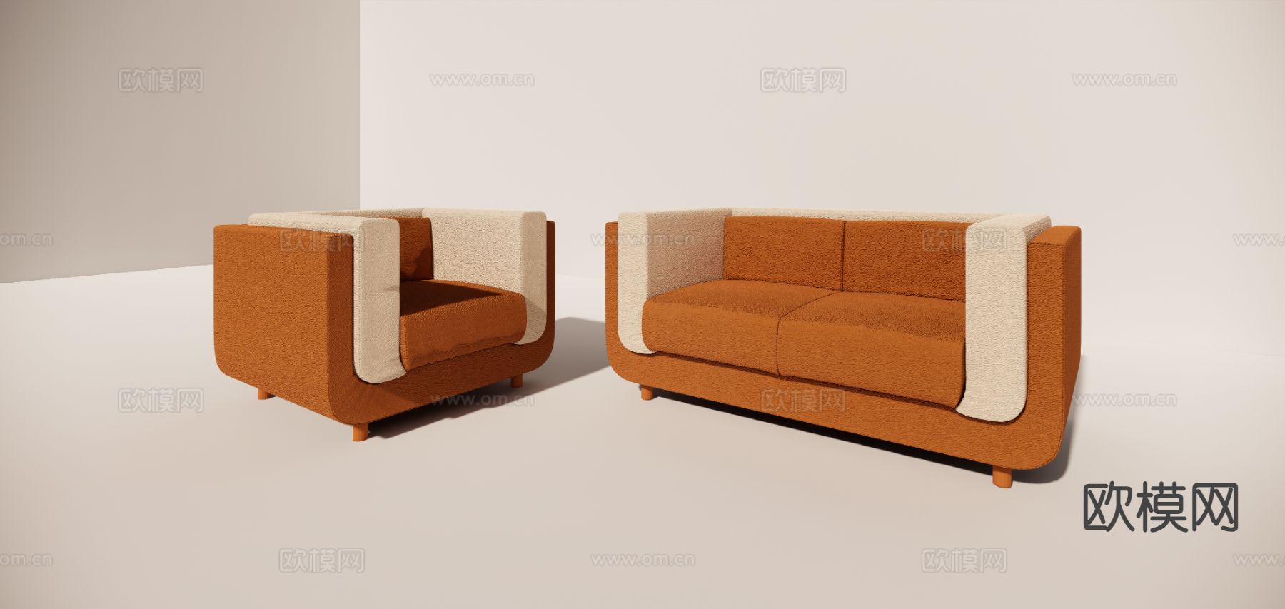 北欧单人沙发su模型下载（渲染图2）