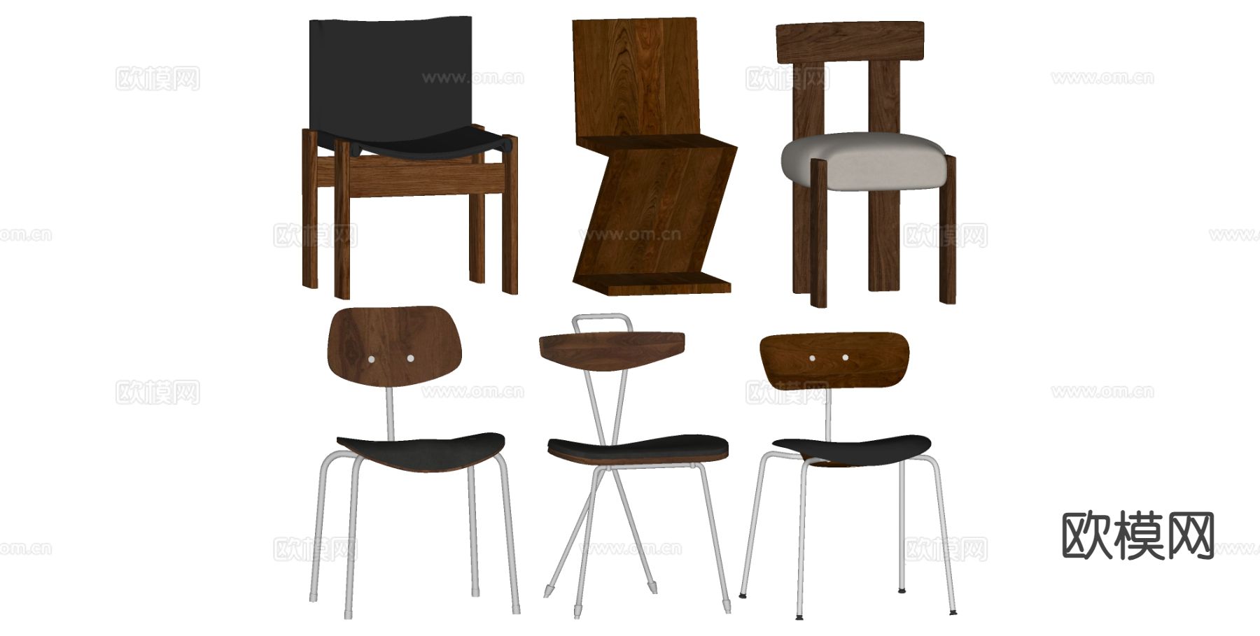 中古风单椅 餐椅su模型下载（渲染图1）