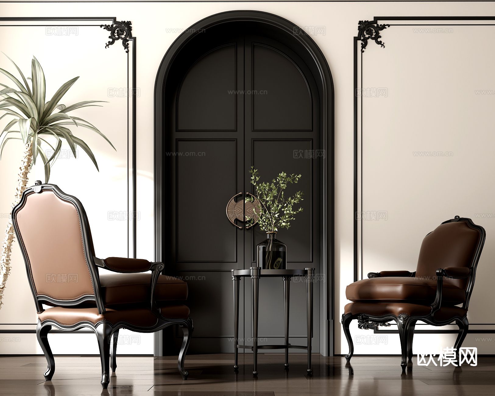 简欧轻奢休闲椅 餐椅su模型下载（渲染图2）