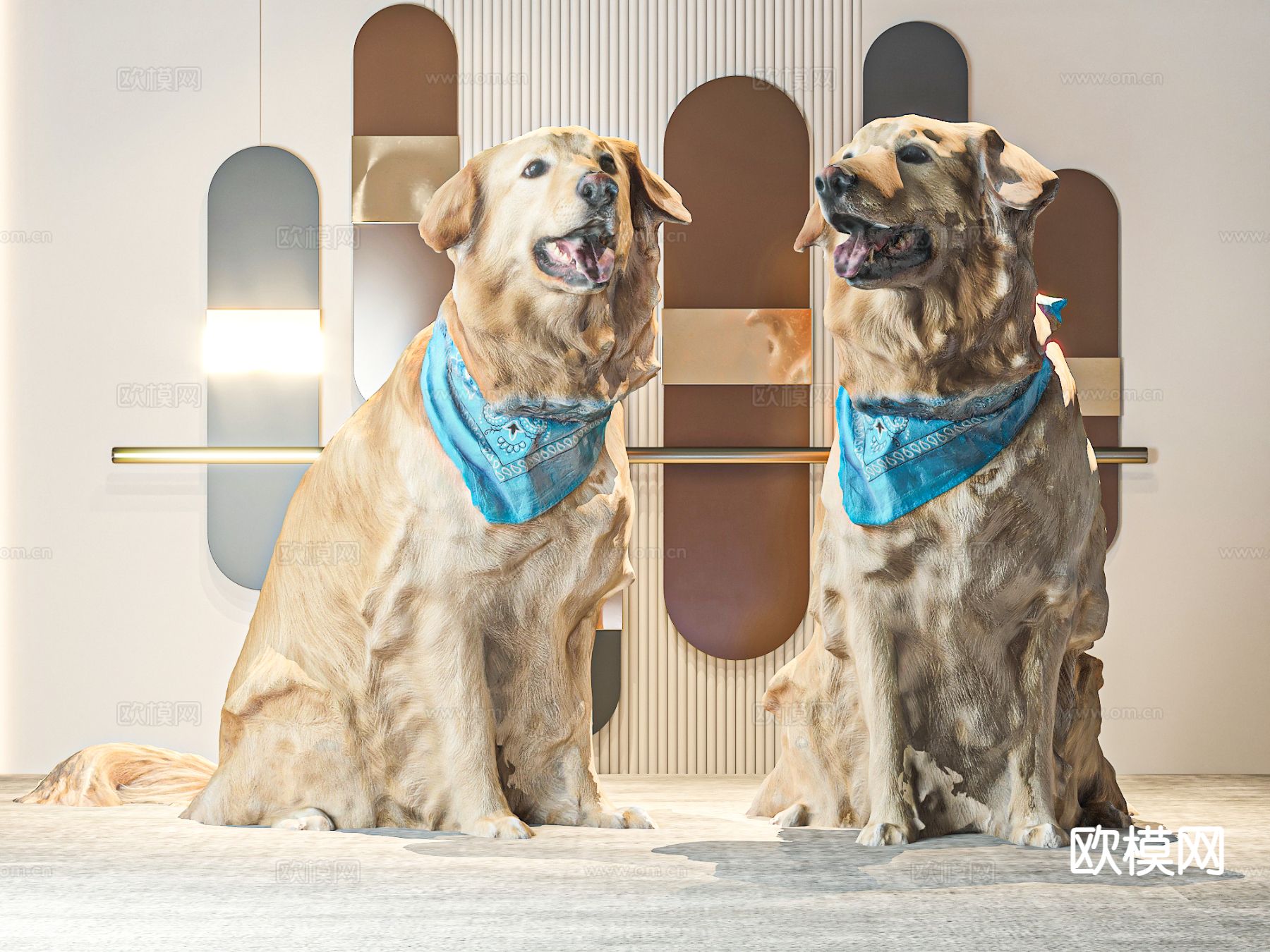 金毛 宠物狗 动物3d模型下载