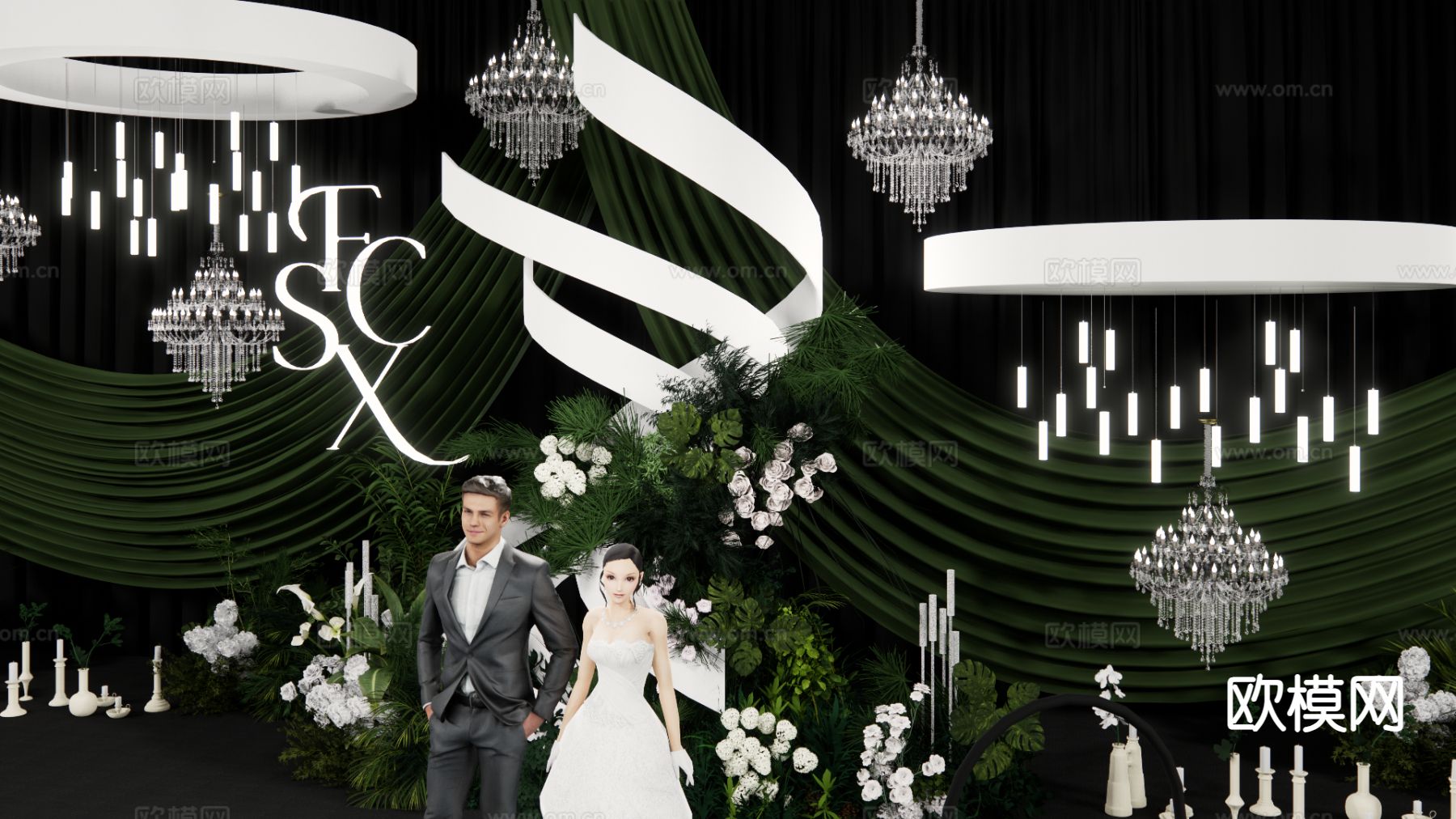 小众婚礼美陈su模型下载（渲染图5）