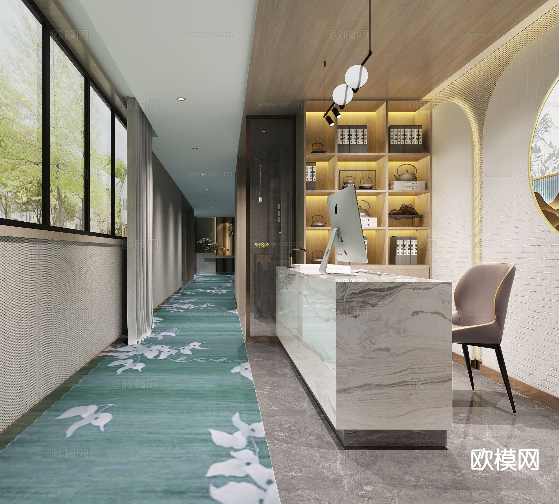 新中式洗浴中心3d模型下载（渲染图4）