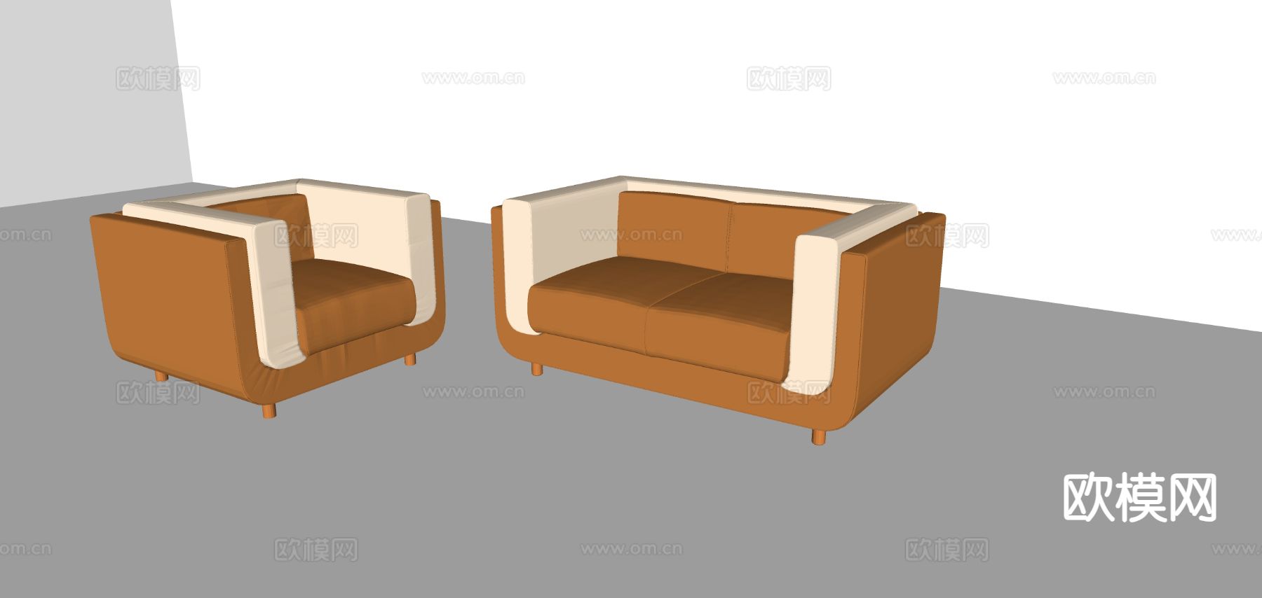 北欧单人沙发su模型下载（渲染图1）