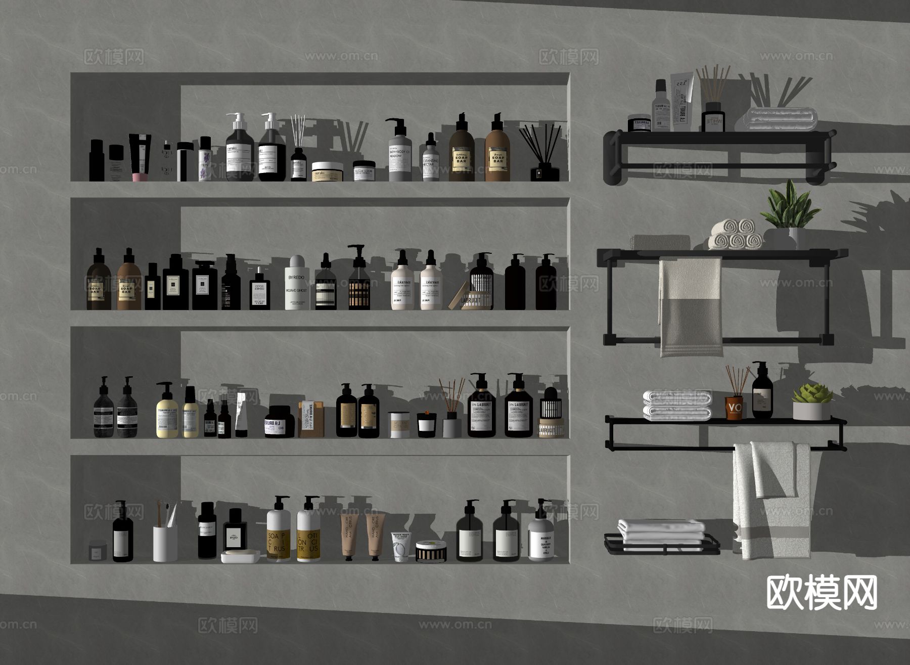 洗护用品 毛巾架 卫浴用品su模型下载（渲染图1）